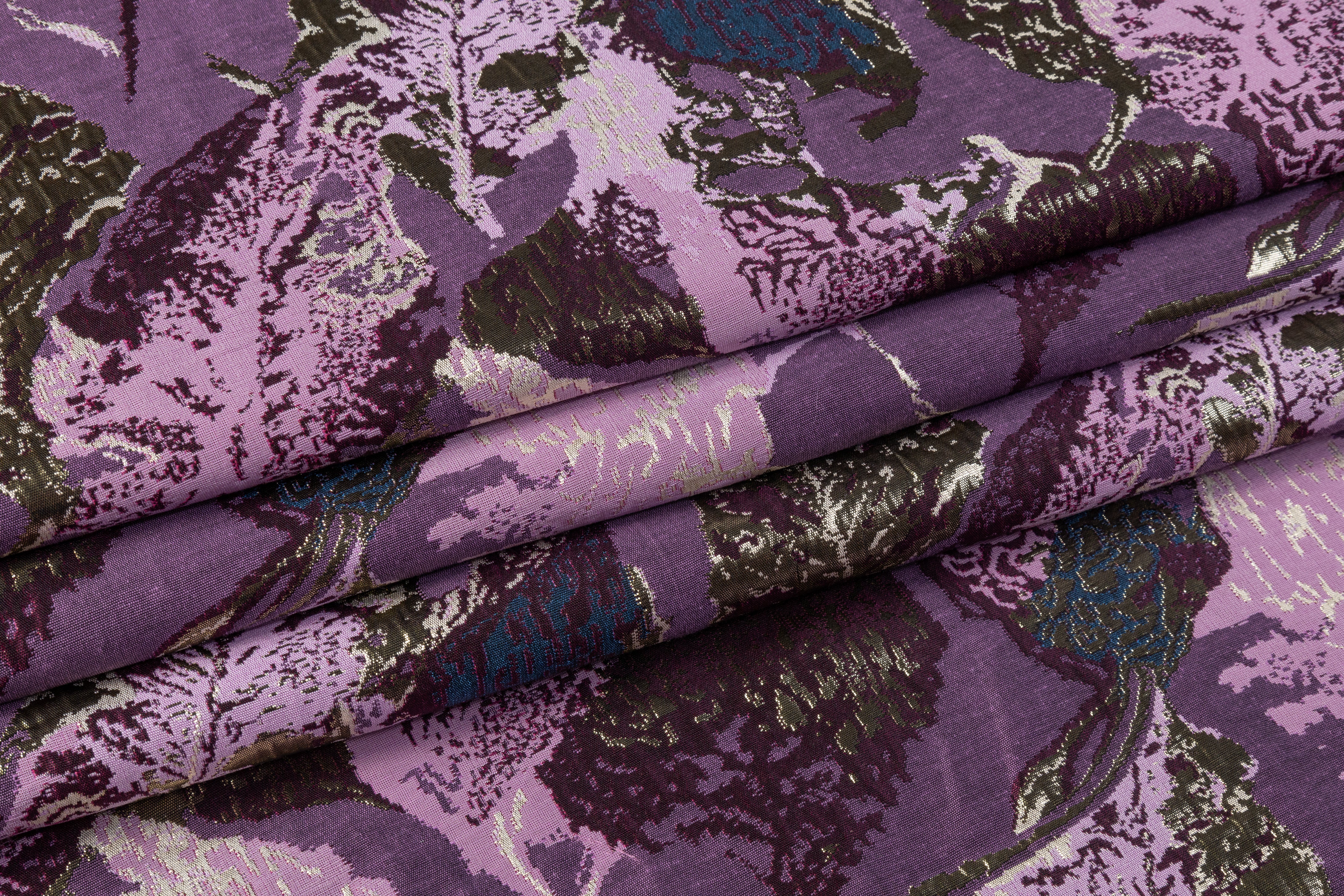 Abstract Metallic Brocade - Purple / Burgundy / Blue