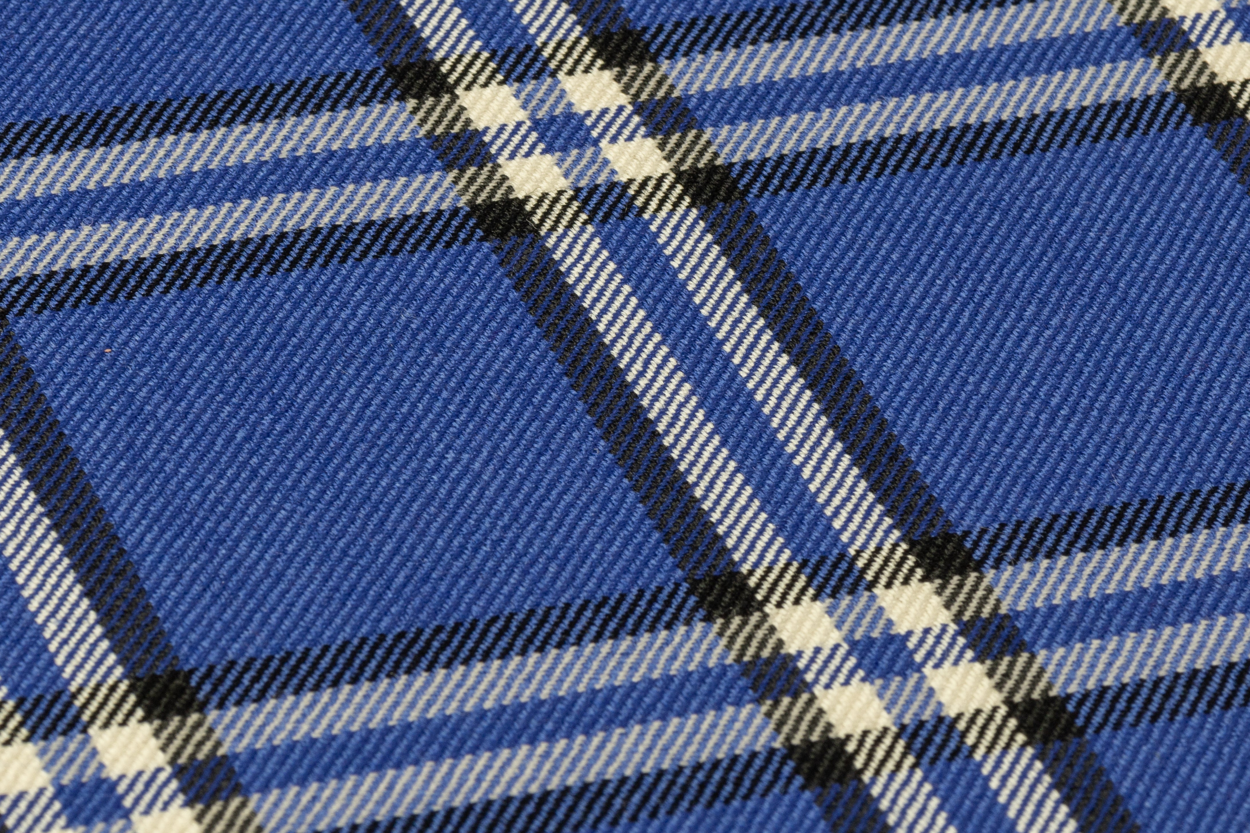 Tartan Italian Wool Suiting - Blue / White