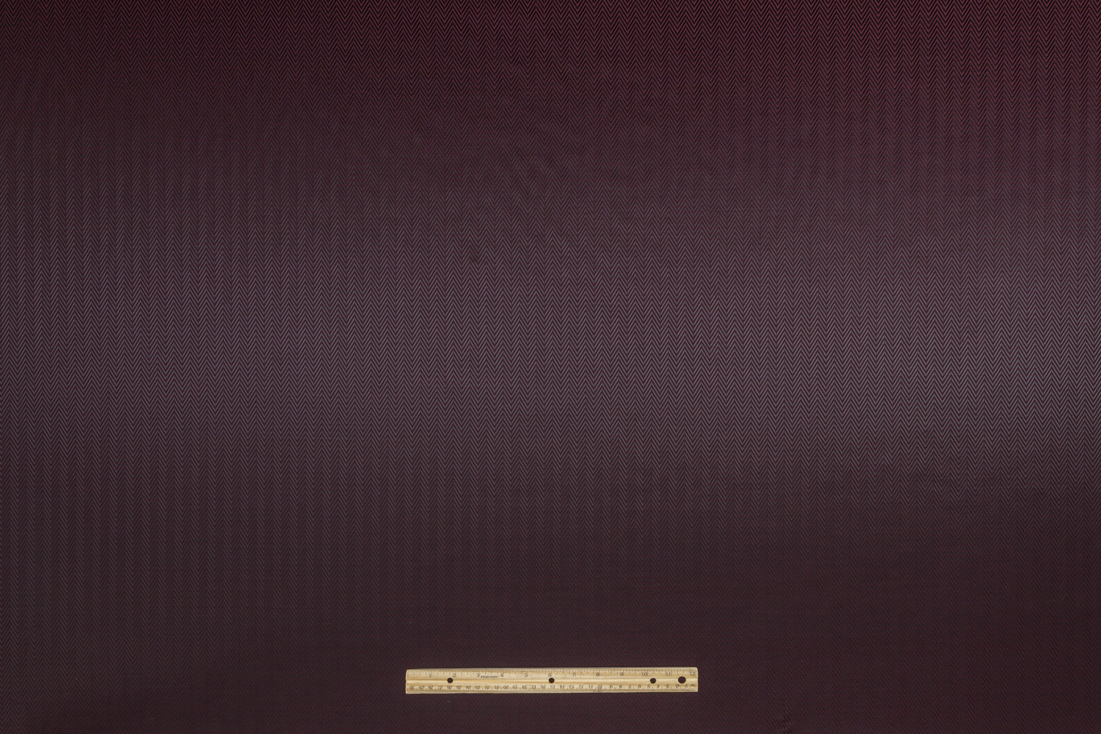 Chevron Italian Silk and Wool Jacquard Suiting - Burgundy / Black