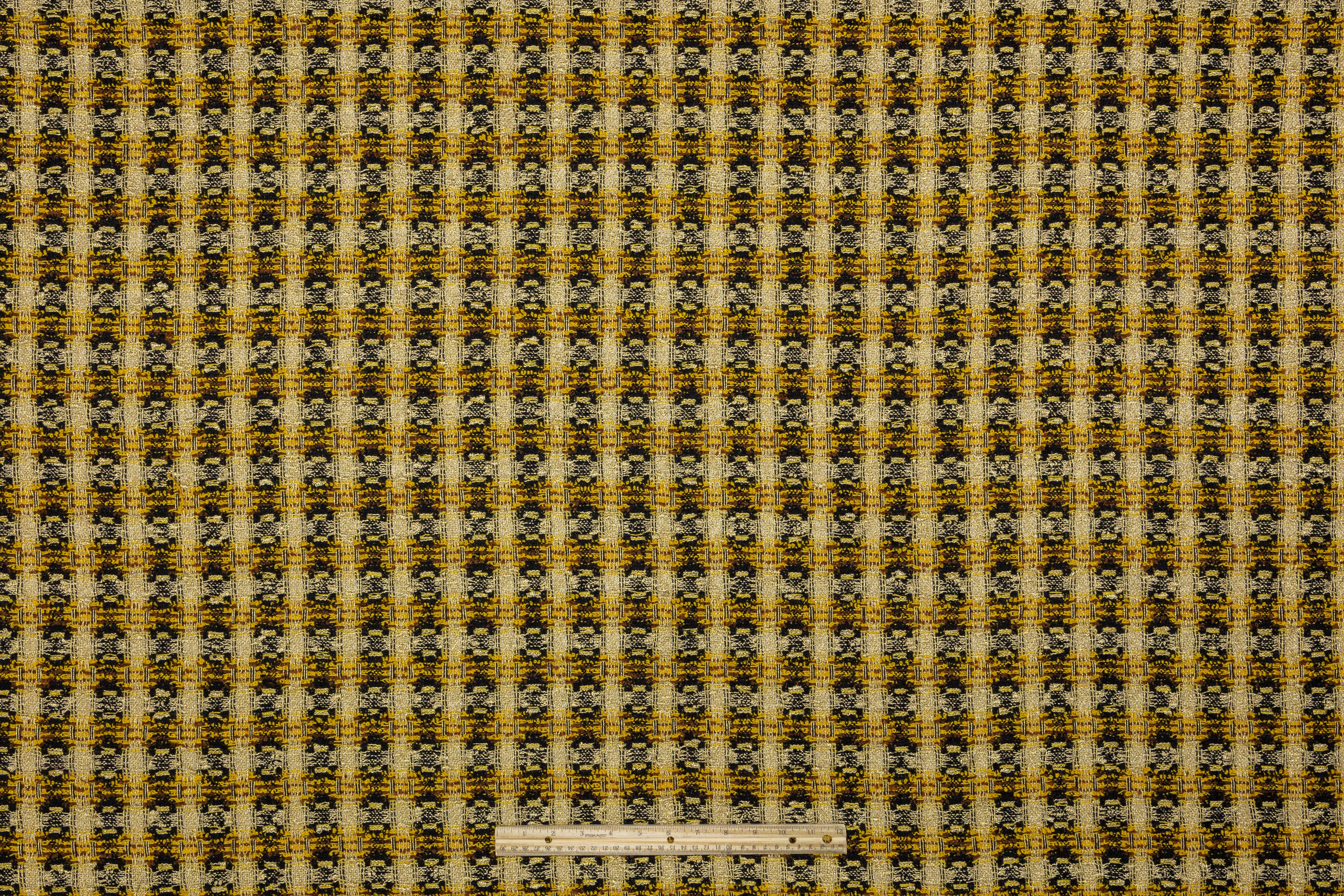 Metallic Italian Wool Blend Tweed Boucle - Gold / Black