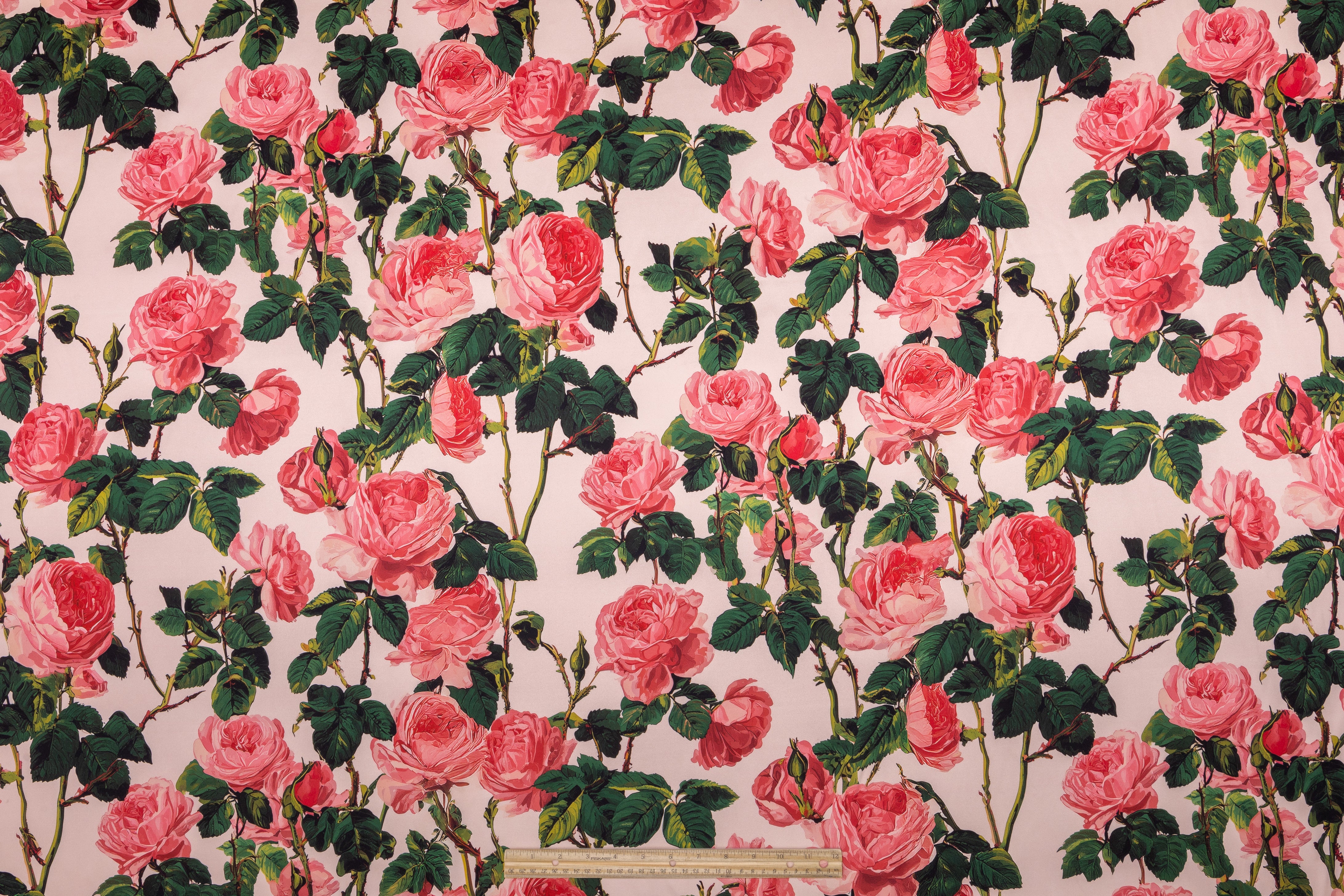 Floral Italian Silk Charmeuse - Pink / Green