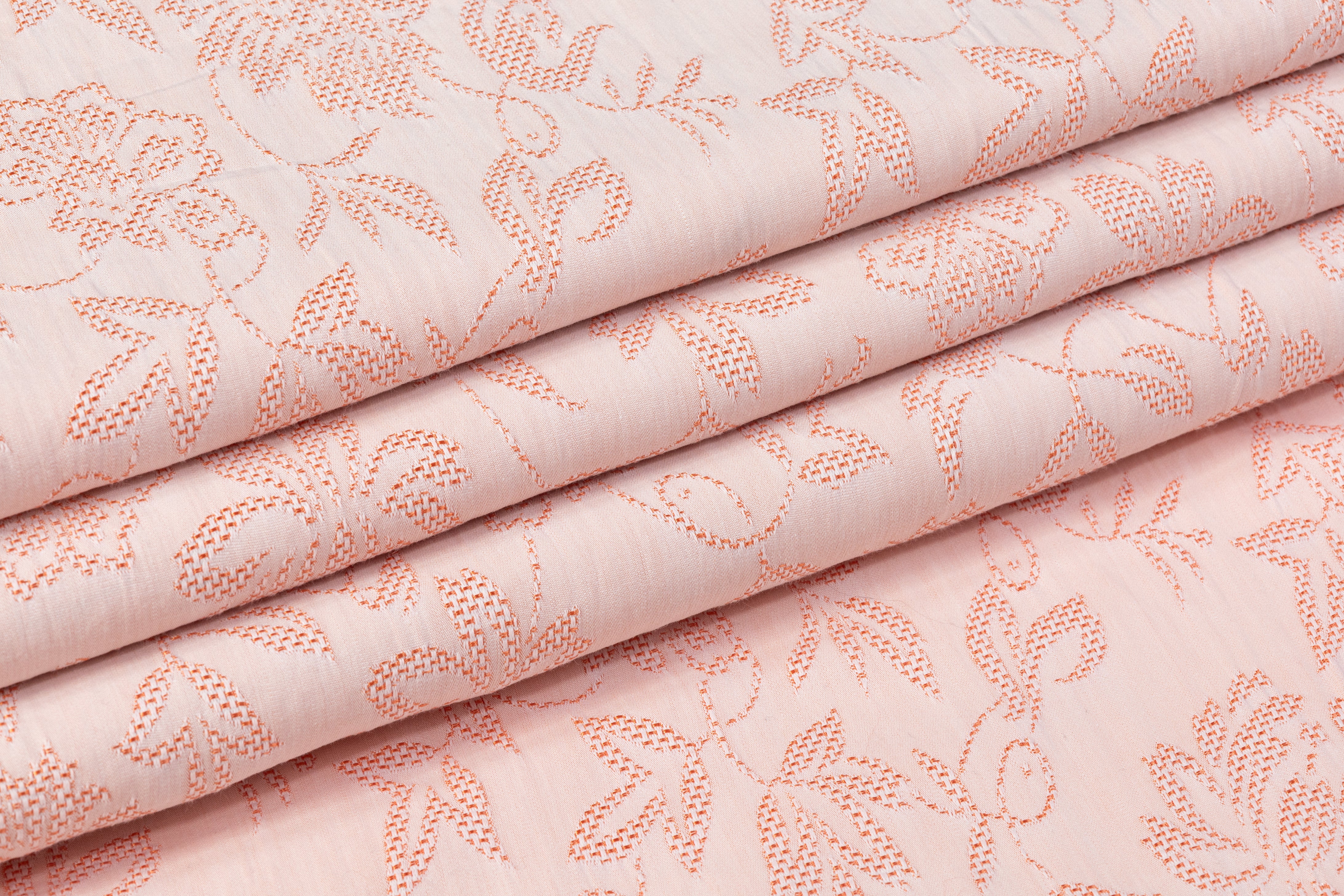 Floral Poly Cotton Brocade - Peach