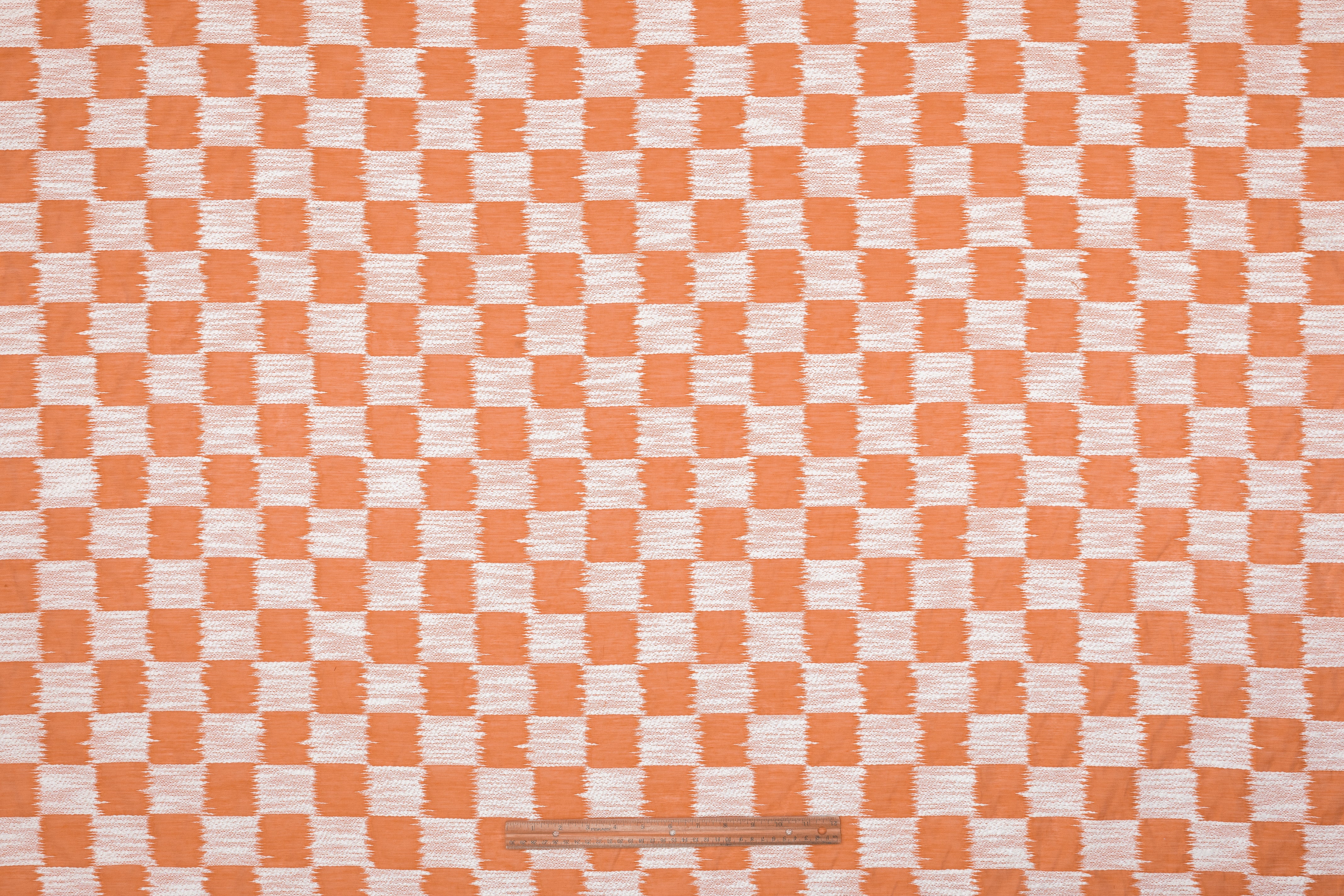 Checked Italian Novelty Organza - Orange / White