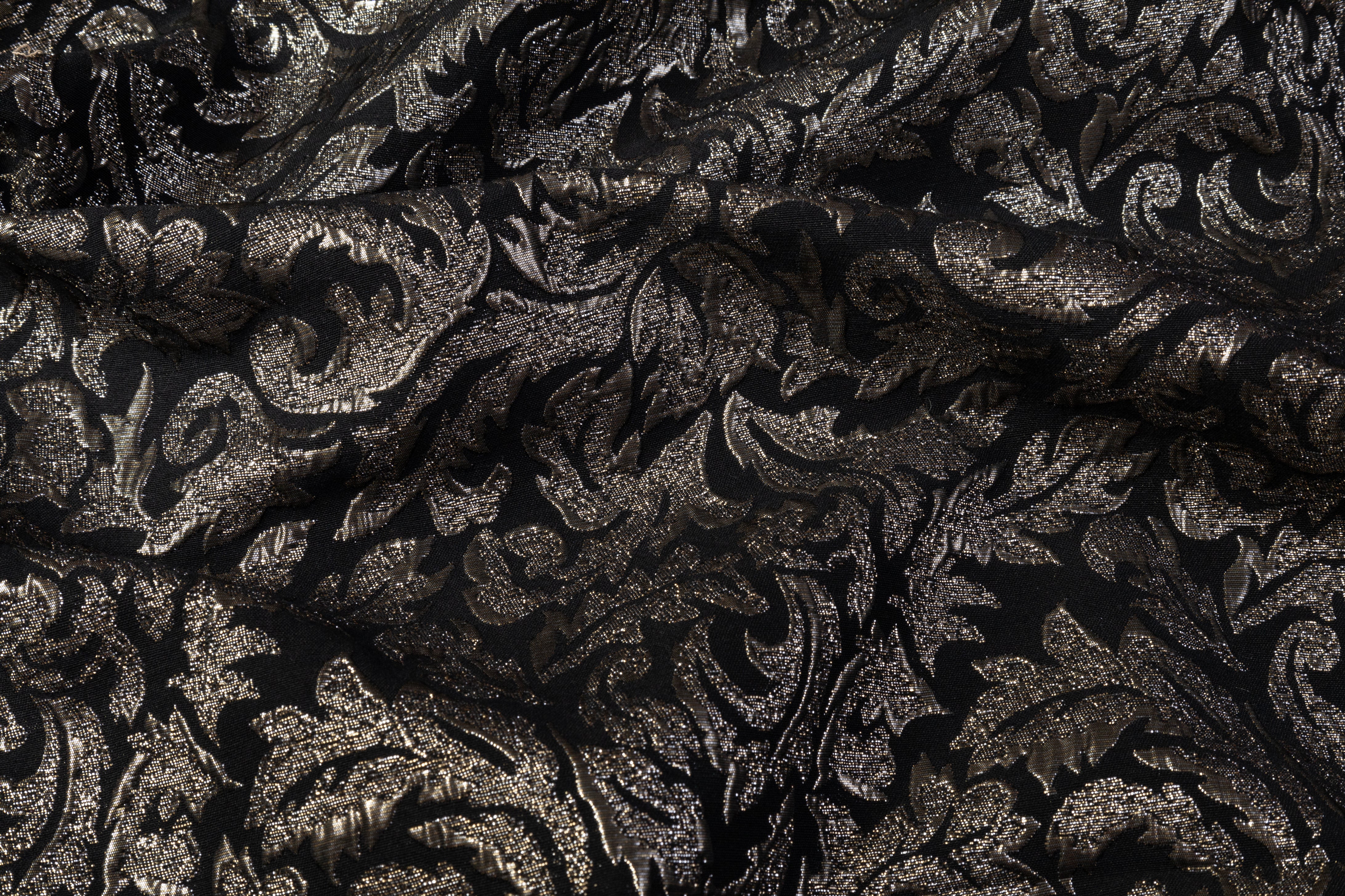 Metallic Brocade - Black / Platinum Gray