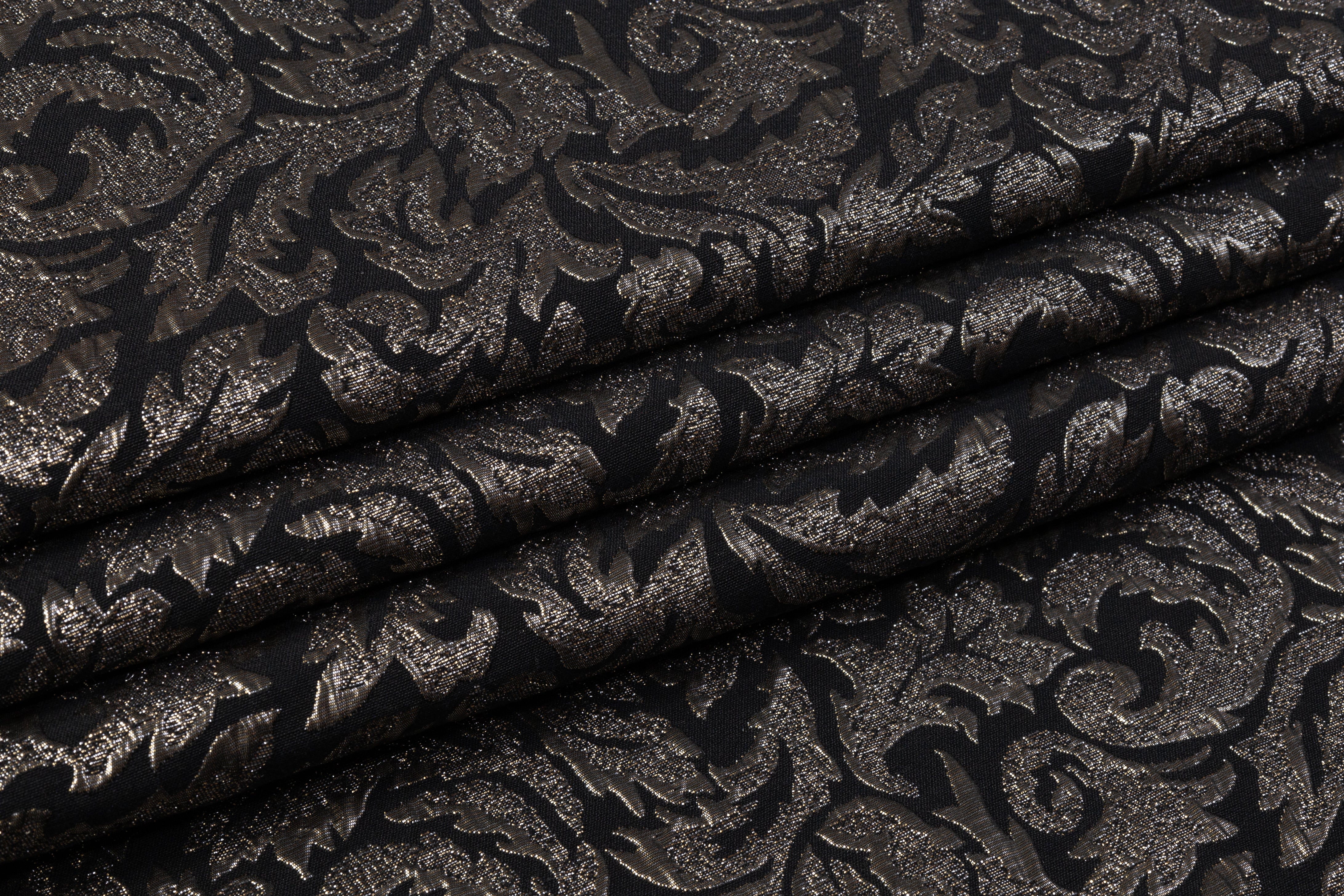 Metallic Brocade - Black / Platinum Gray