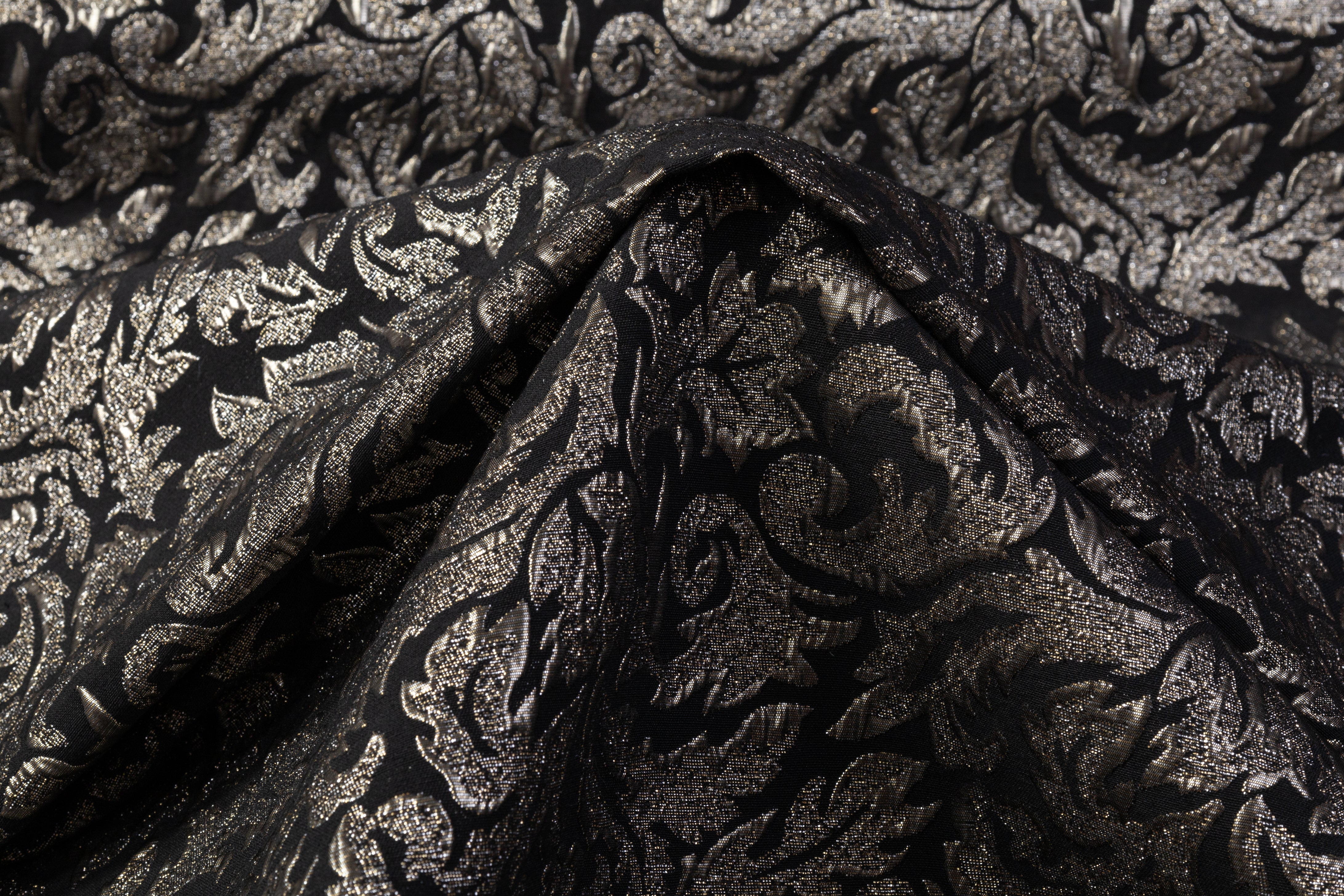Metallic Brocade - Black / Platinum Gray
