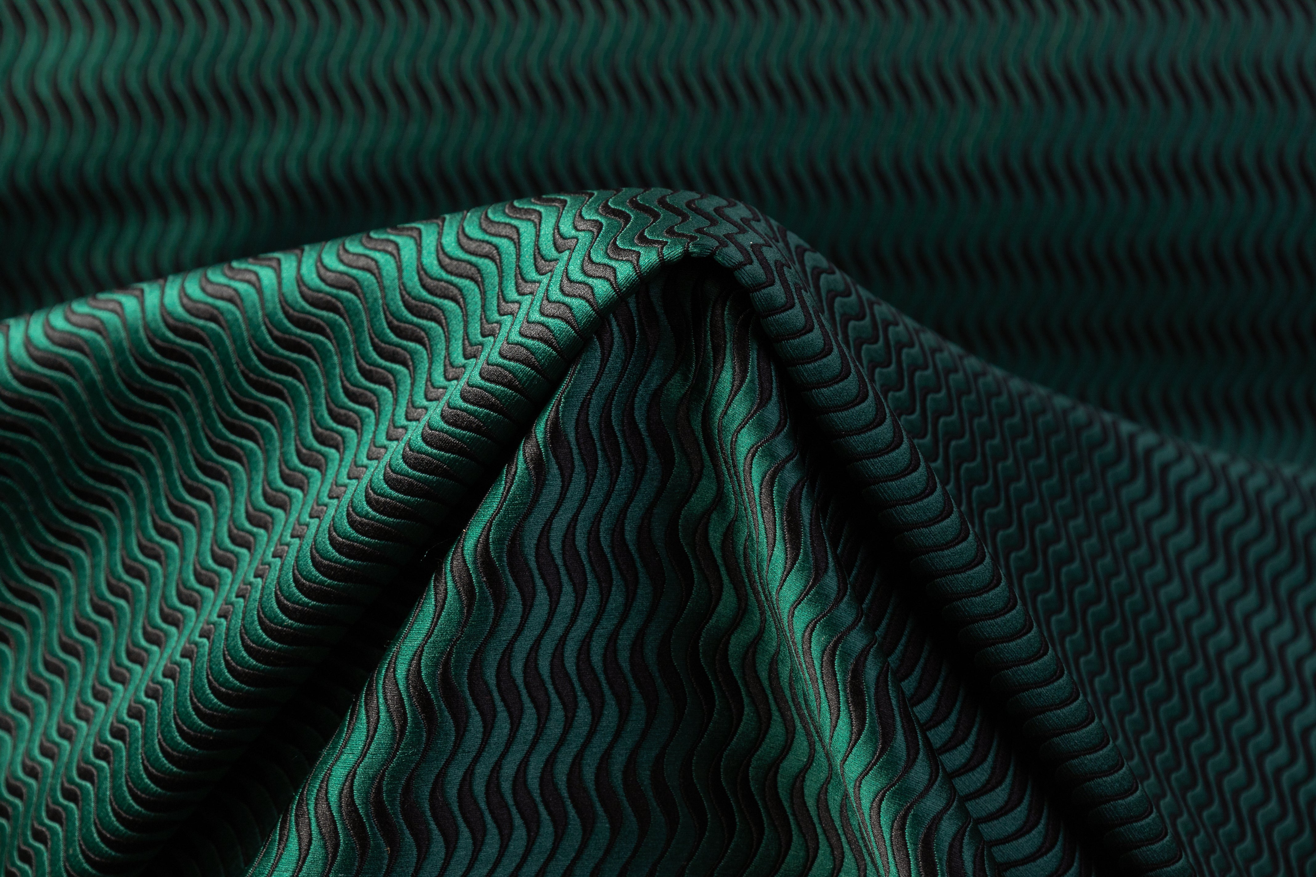 Wavy Italian Brocade - Green / Black