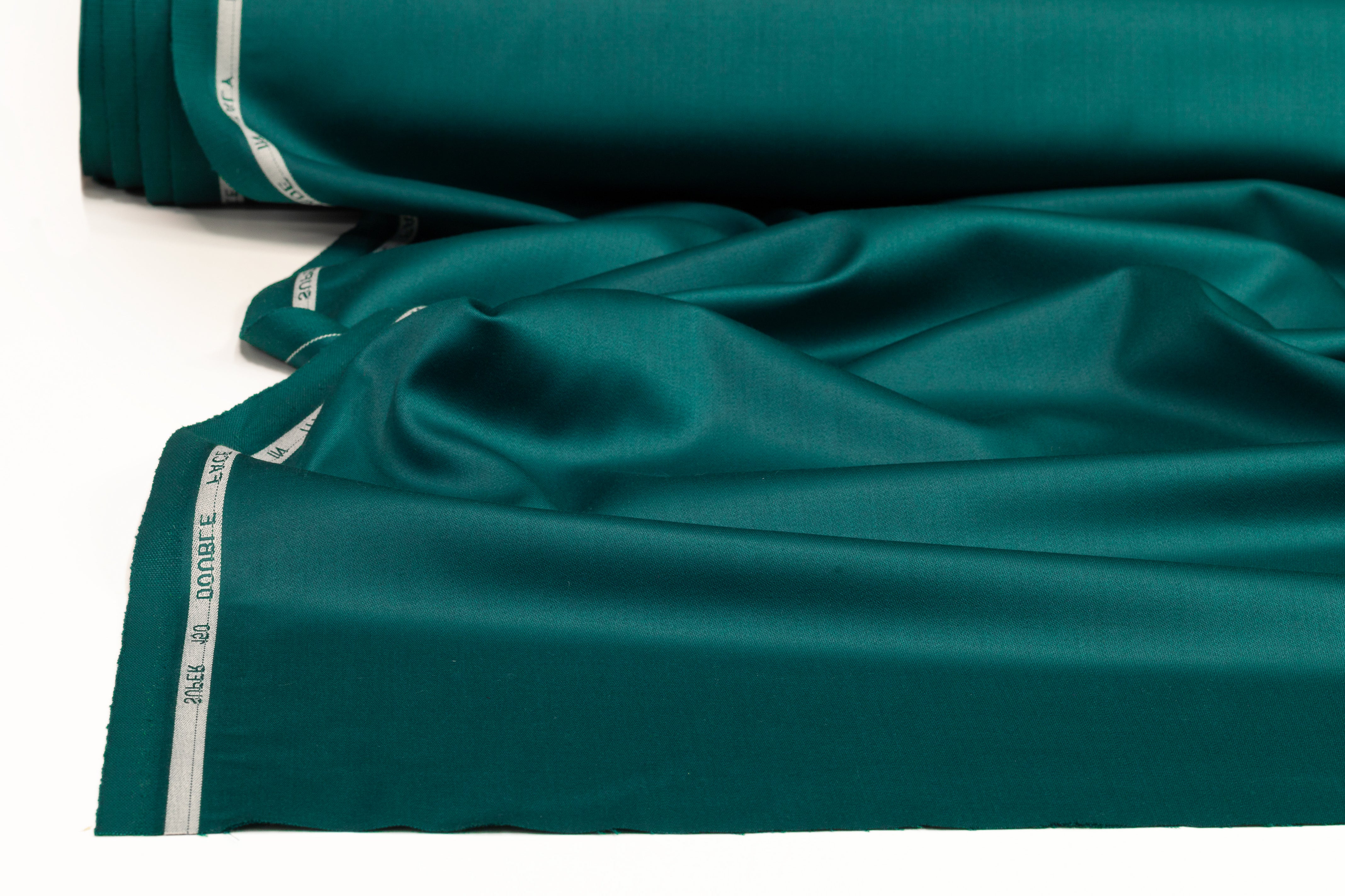 Super 150s Italian Wool Blend Satin Faille Suiting - Teal