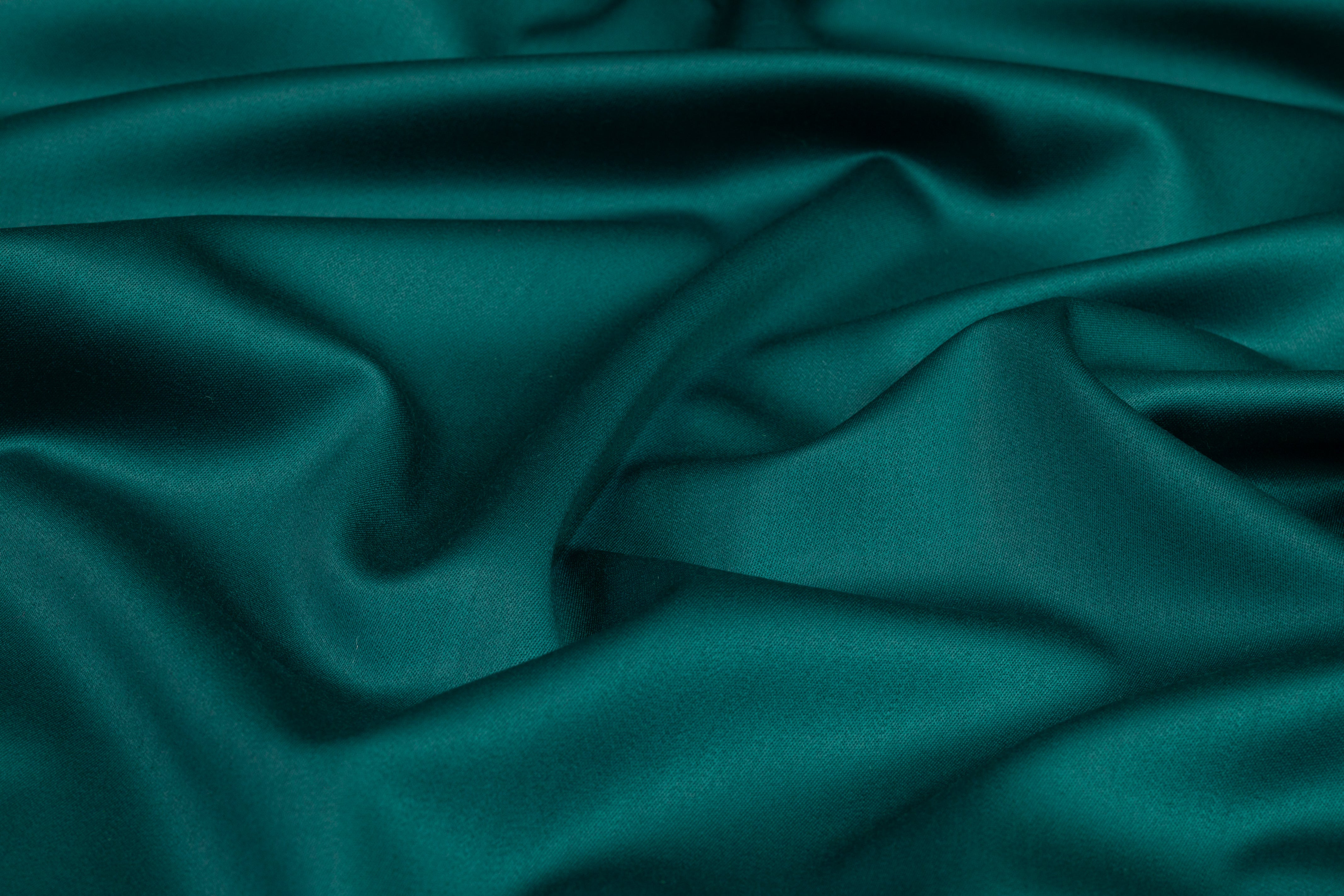 Super 150s Italian Wool Blend Satin Faille Suiting - Teal