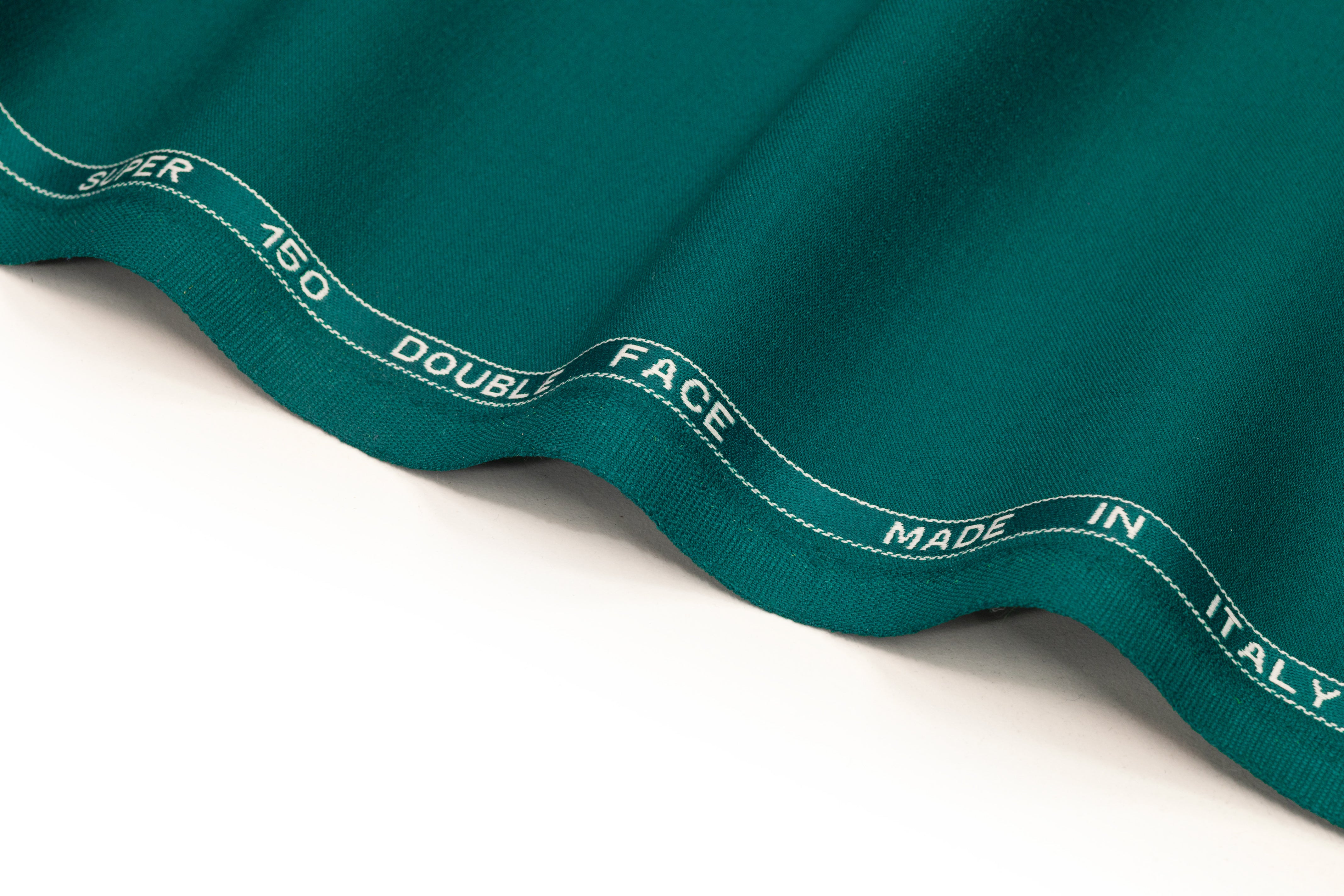 Super 150s Italian Wool Blend Satin Faille Suiting - Teal