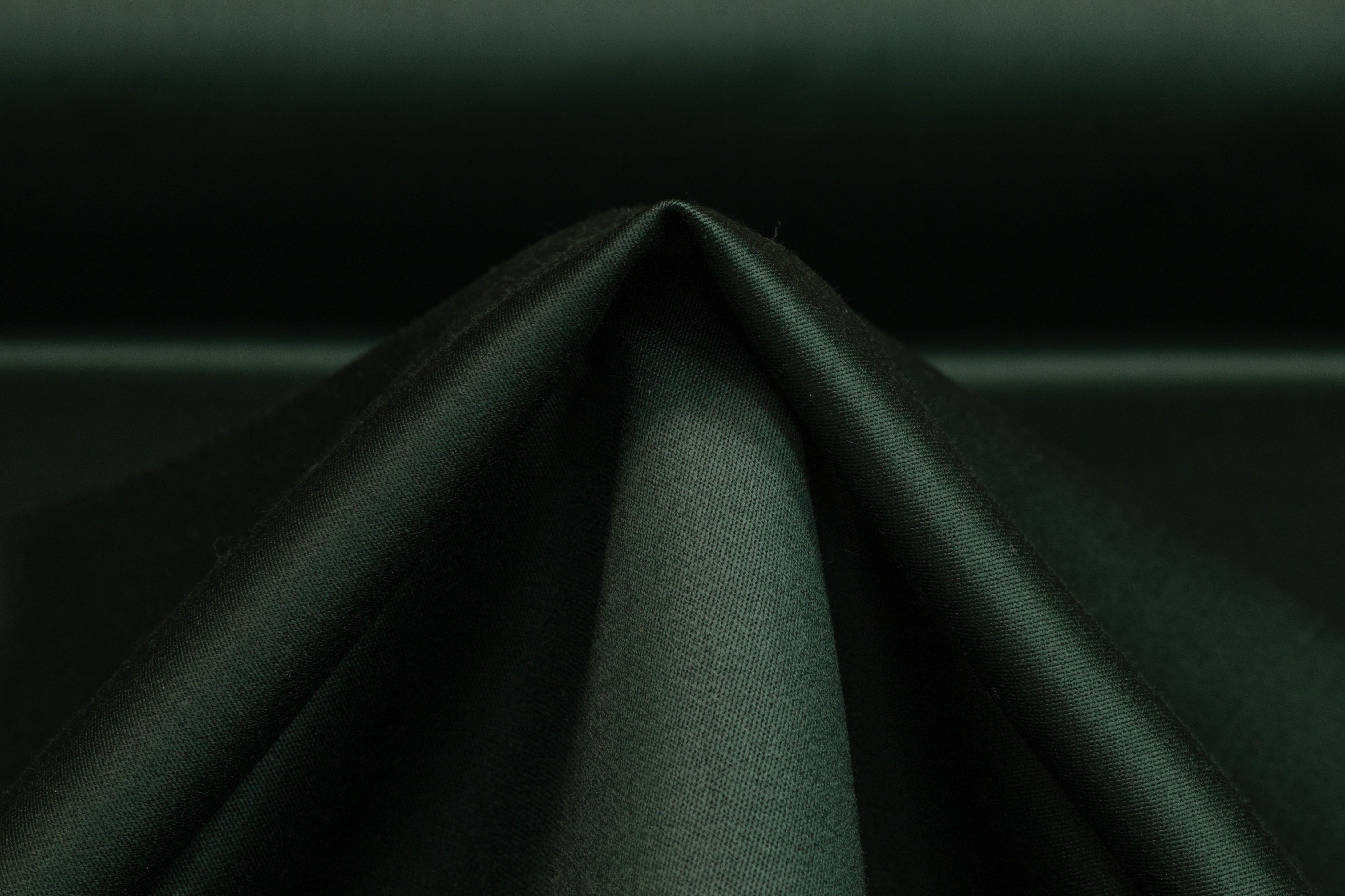Super 150s Italian Wool Blend Satin Faille Suiting - Dark Green