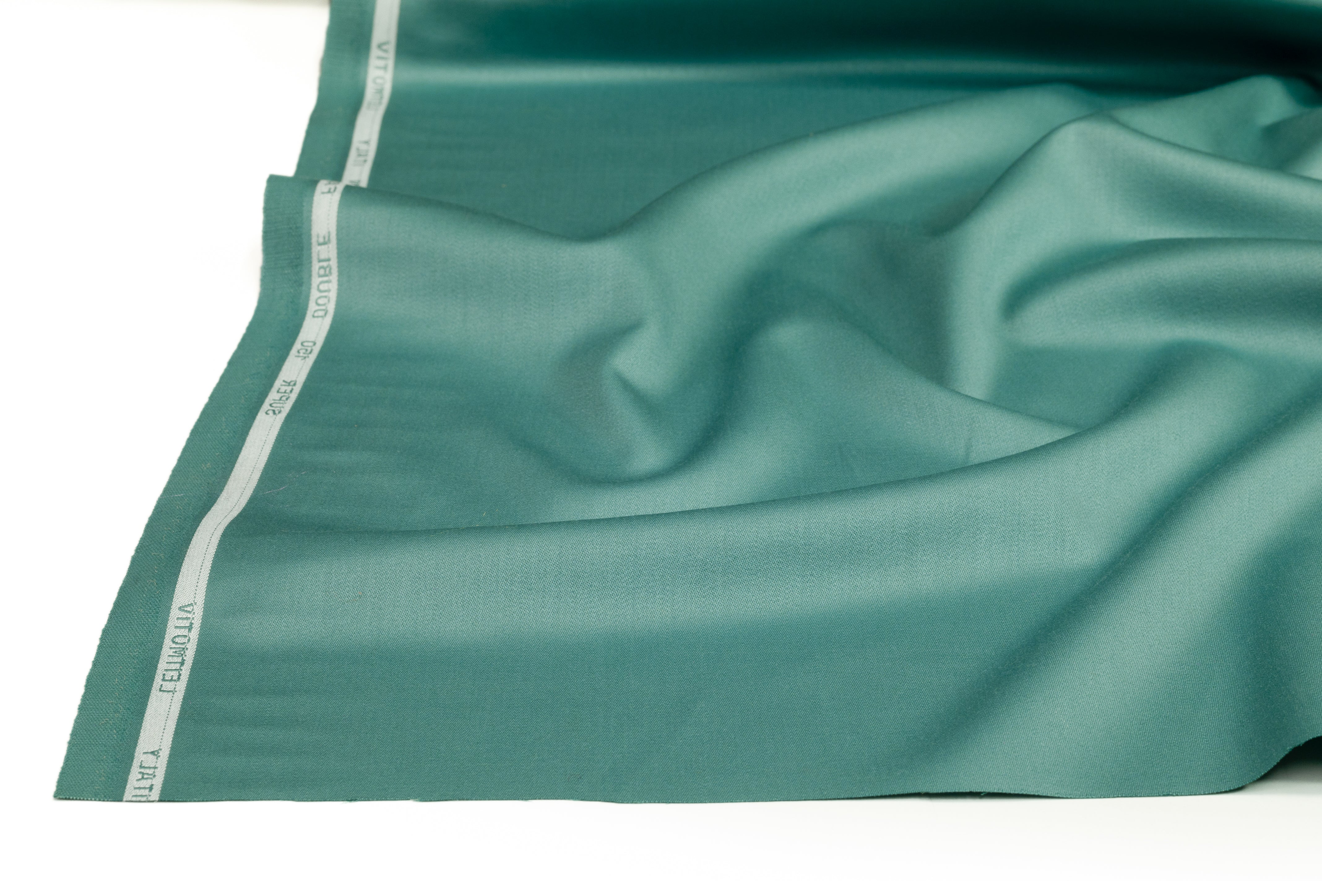 Super 150s Italian Wool Blend Satin Faille Suiting - Seafoam