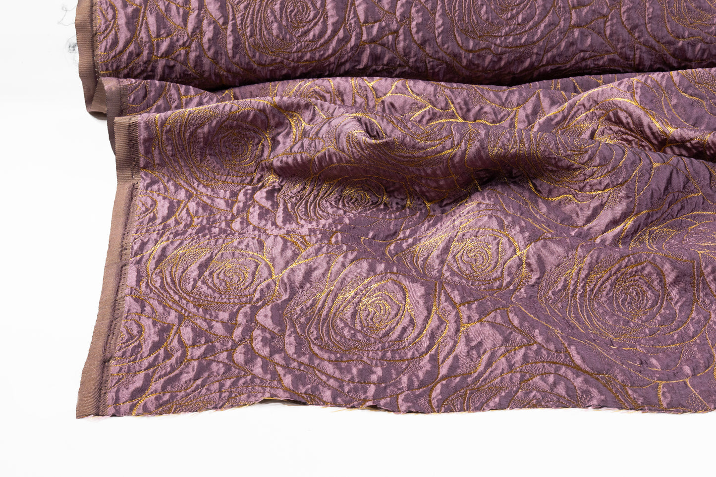 Floral Crushed Metallic Brocade - Gold / Purple