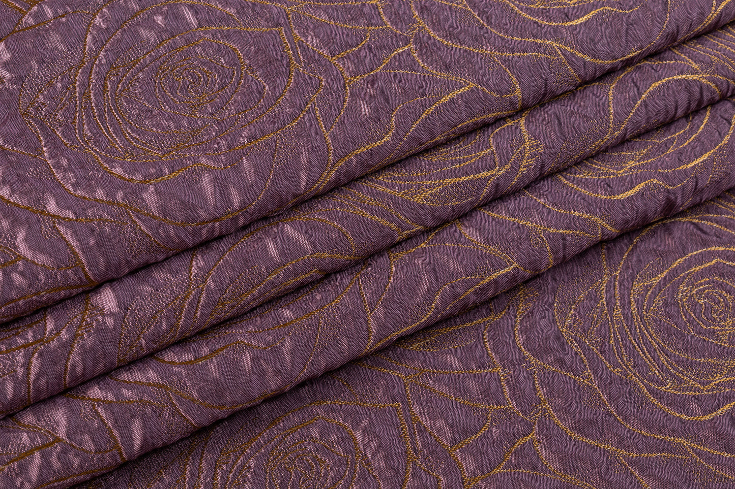 Floral Crushed Metallic Brocade - Gold / Purple