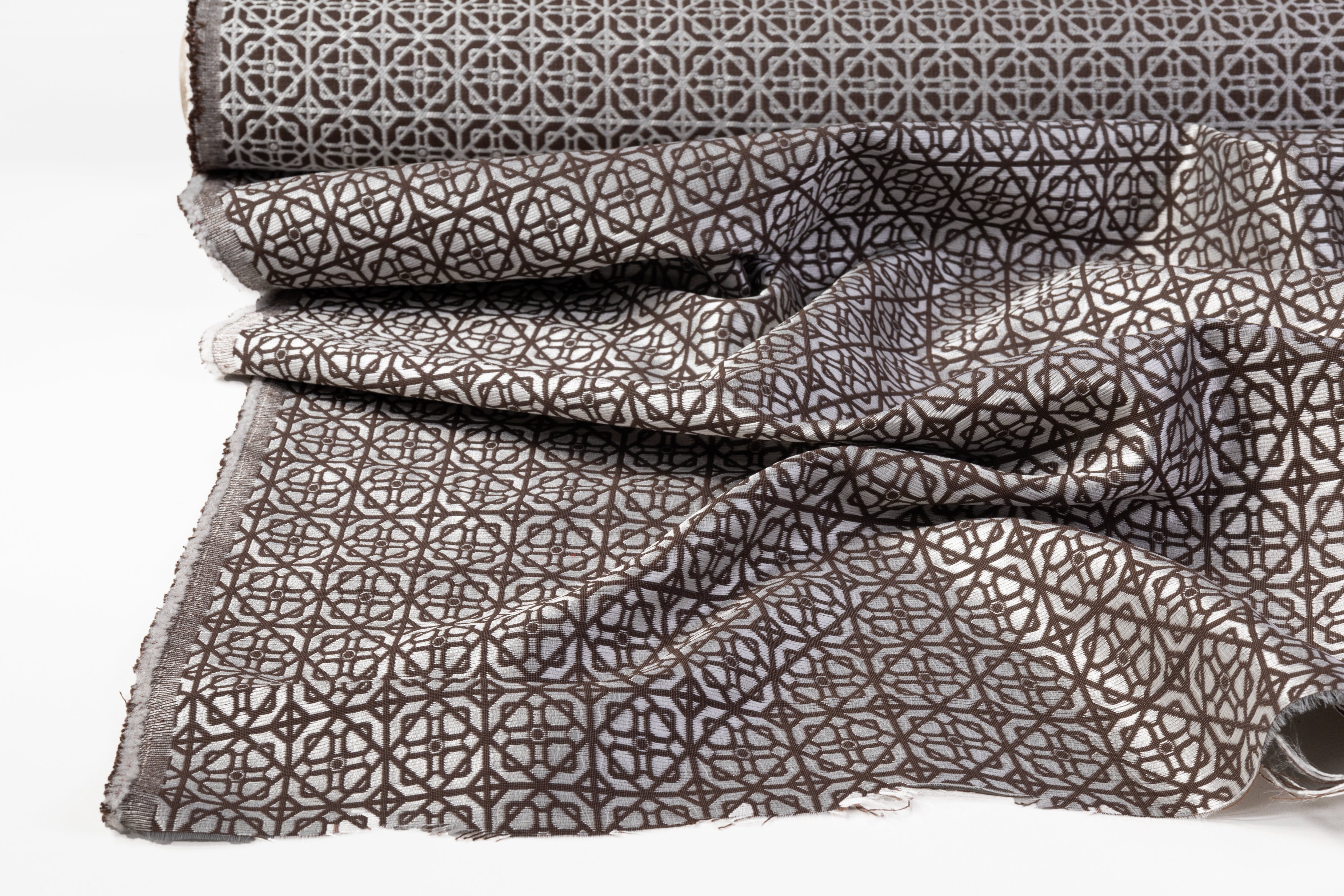 Geometric Brocade - Brown / White