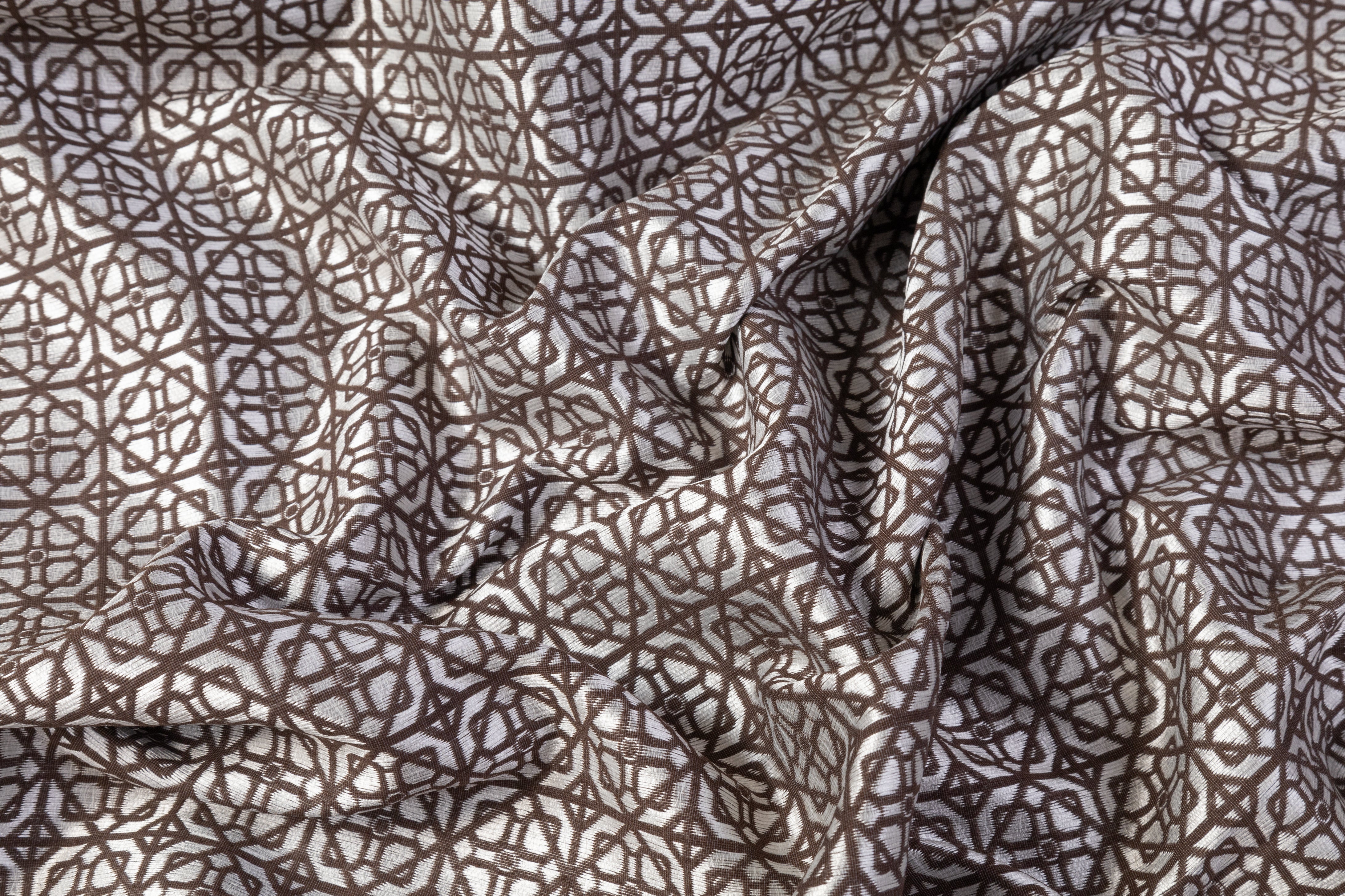Geometric Brocade - Brown / White