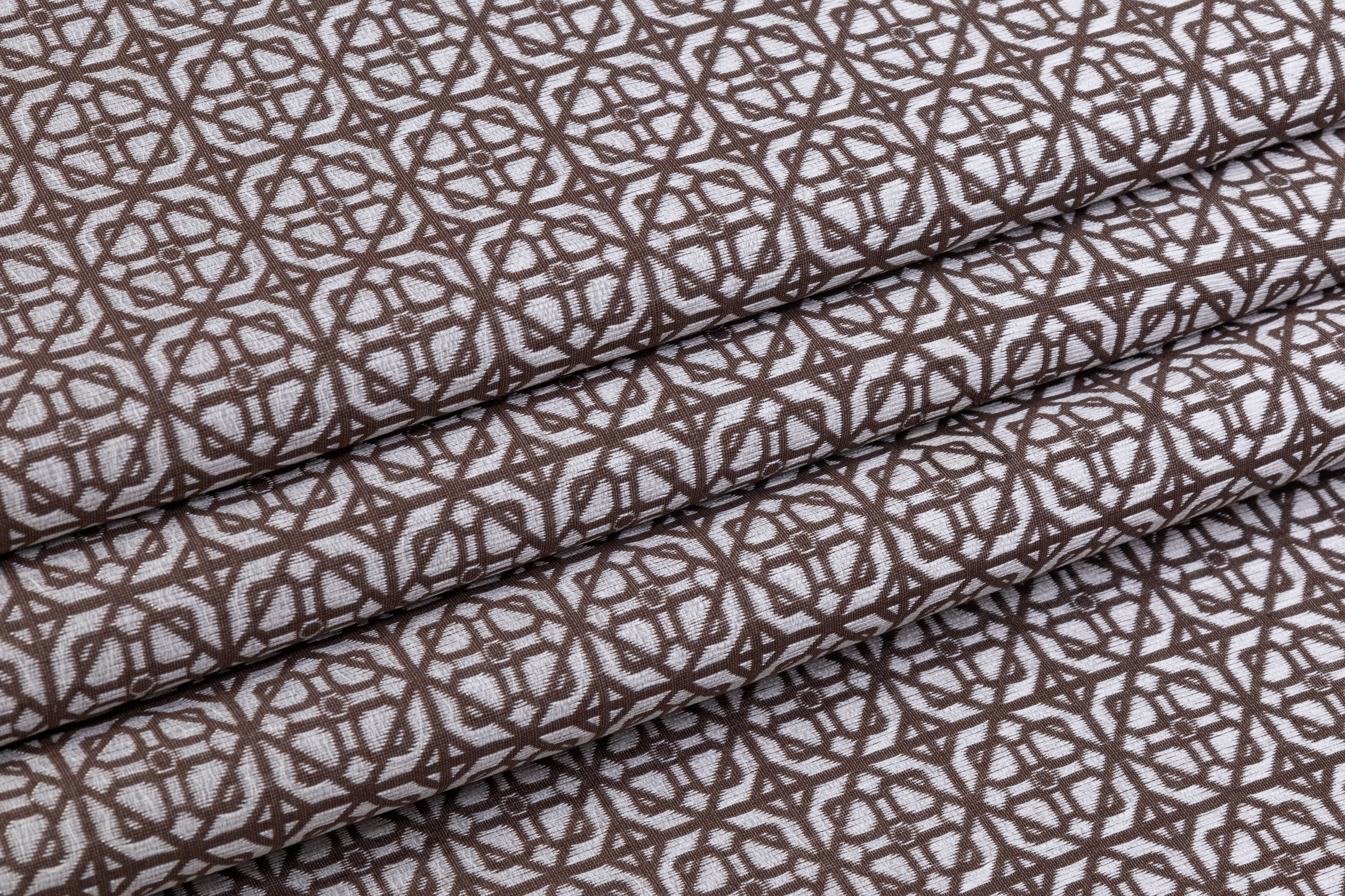 Geometric Brocade - Brown / White