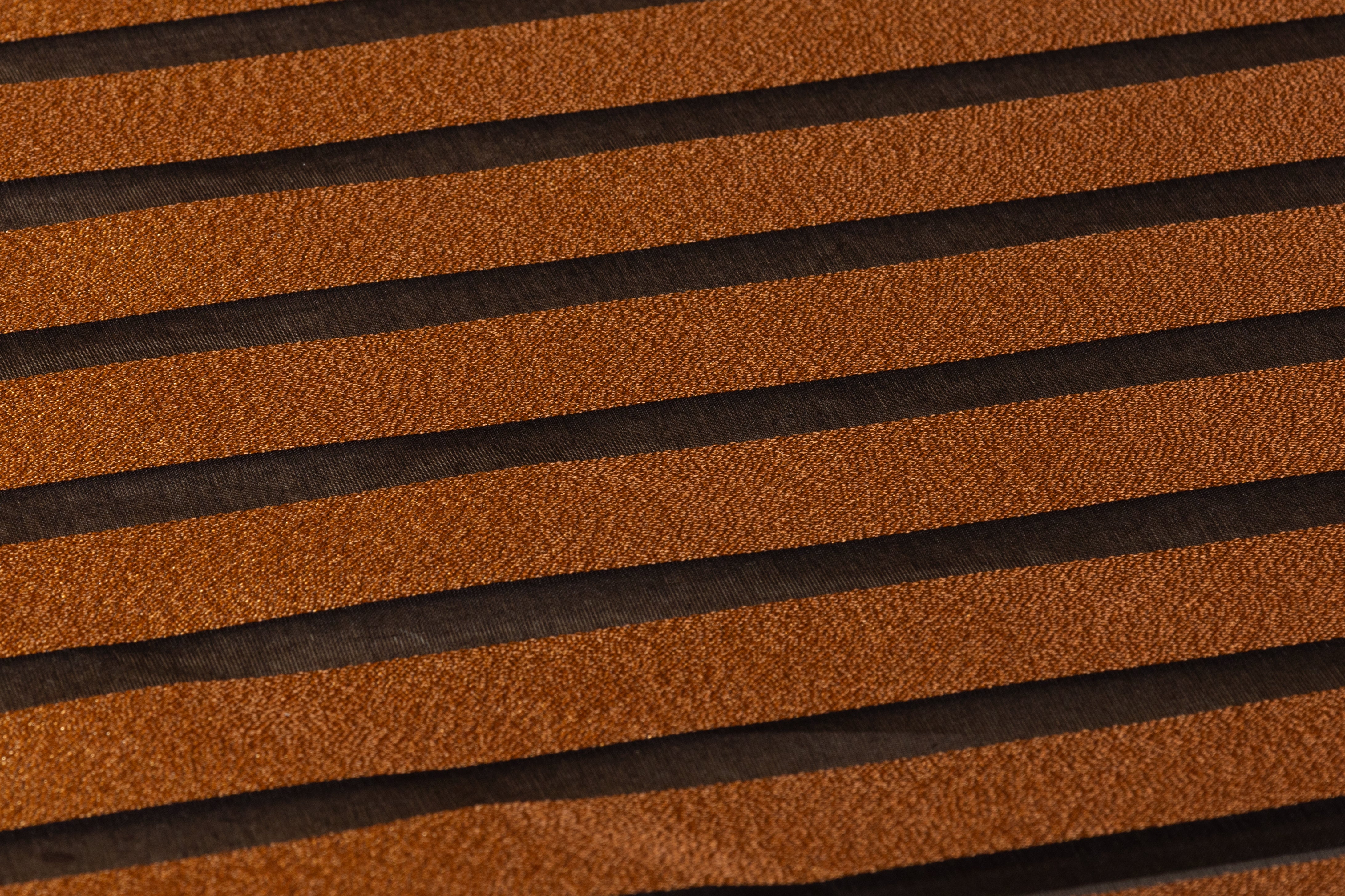 Striped Metallic Italian Silk Organza Burnout - Copper / Black