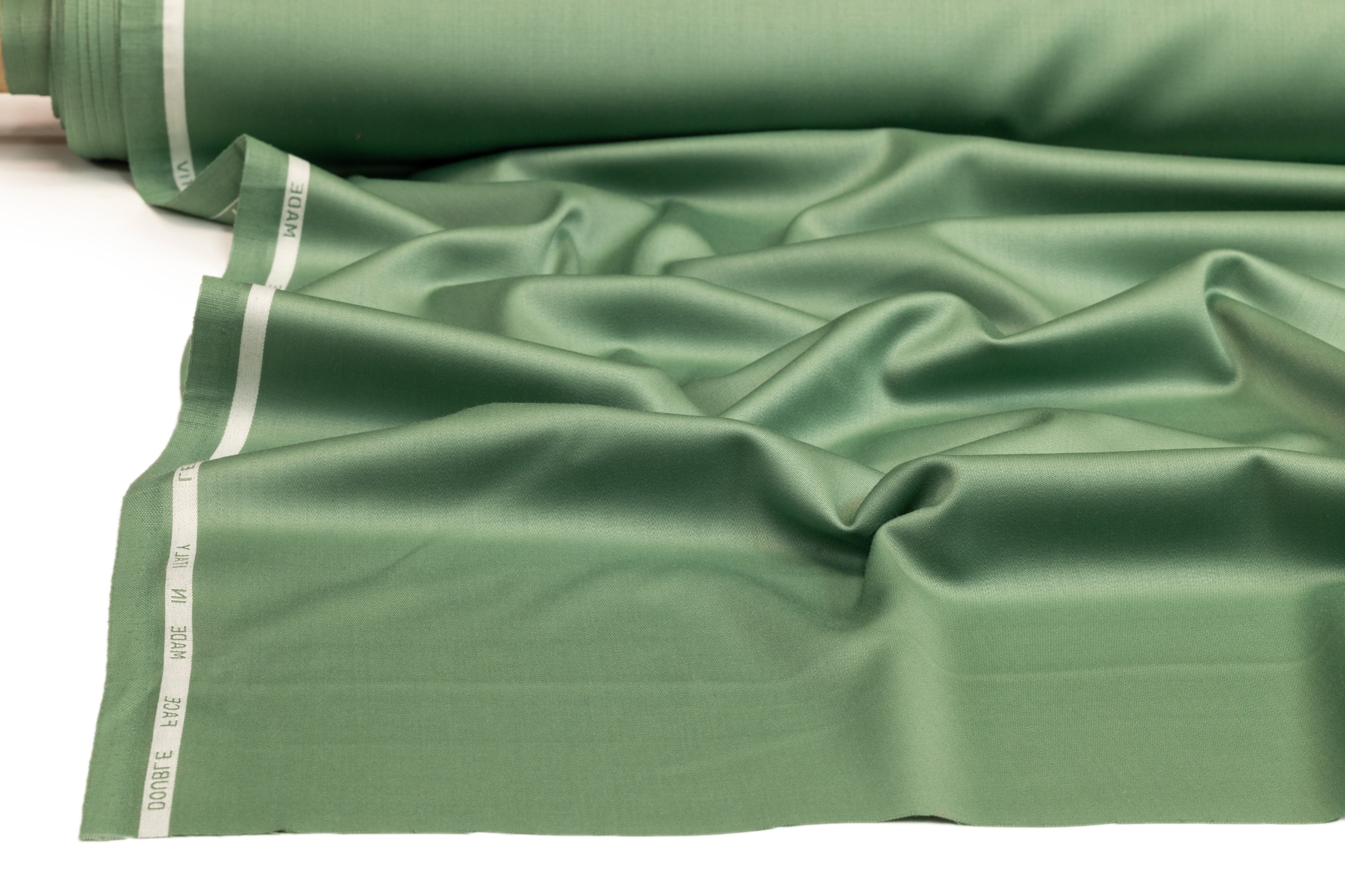 Super 150s Italian Wool Blend Satin Faille Suiting - Sage Green