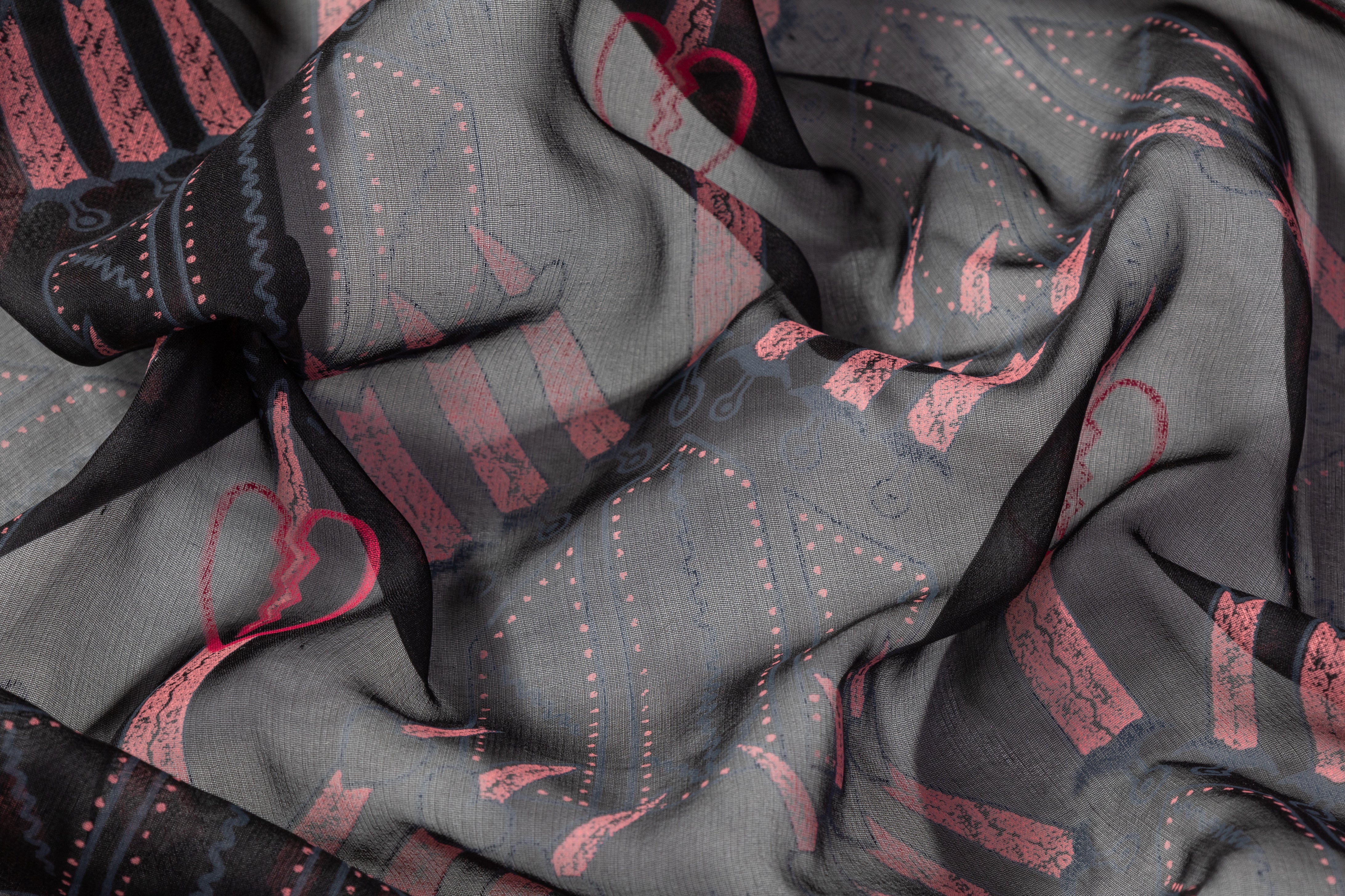 Valentino - Italian Silk Organza - Black / Pink