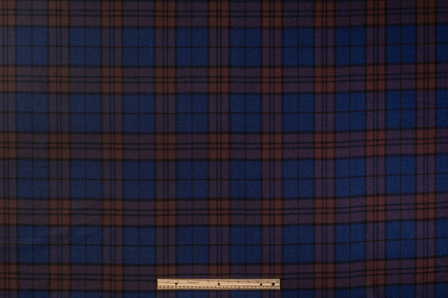 Double Faced Checked Italian Wool - Blue / Brown