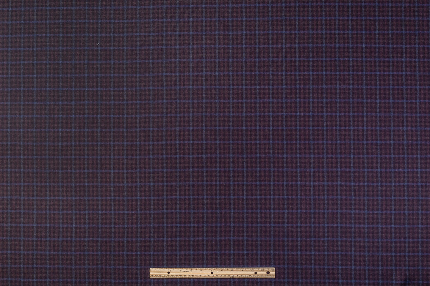 Checked Italian Wool Flannel Suiting - Burgundy / Blue