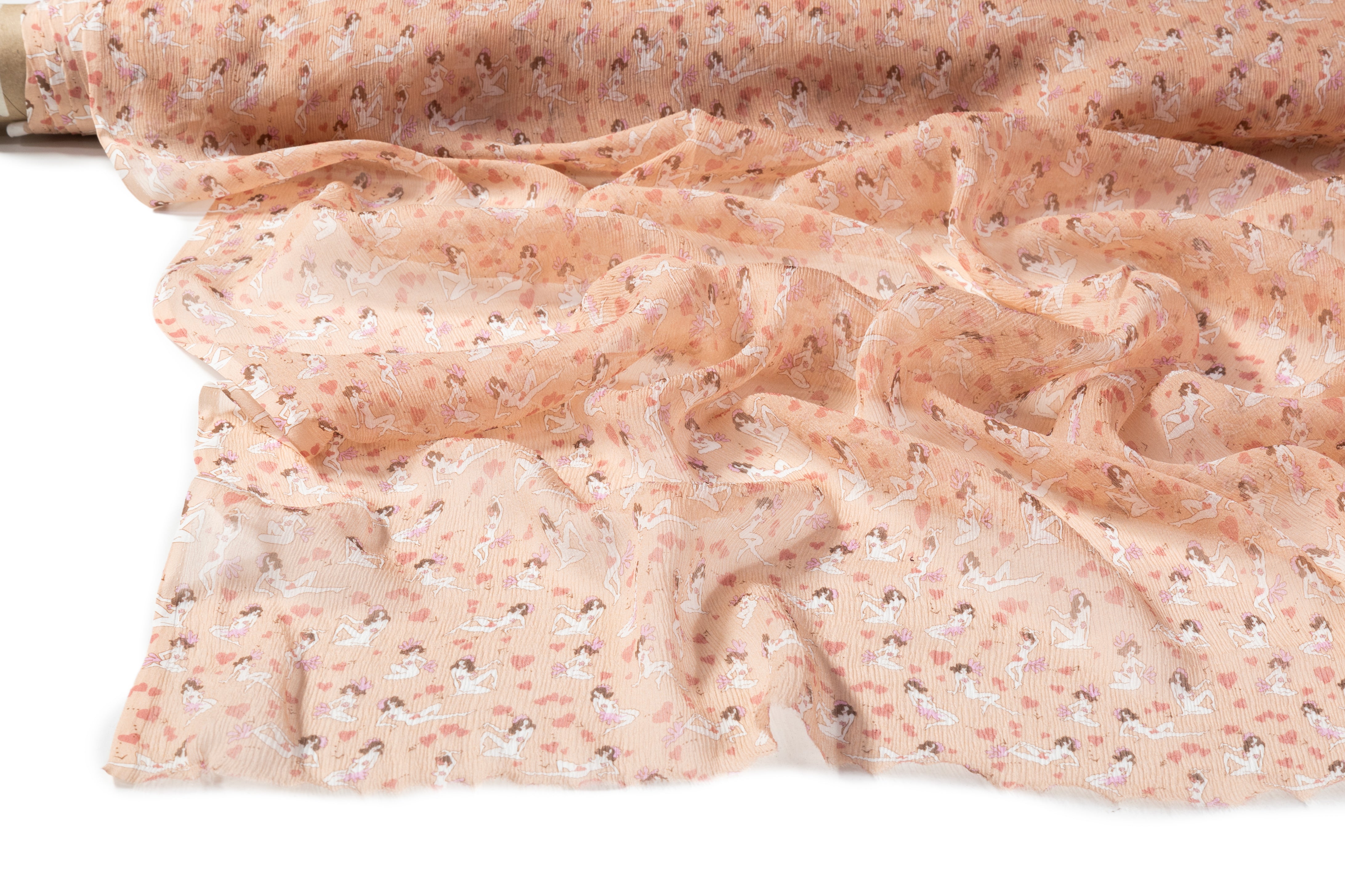 Italian Crinkled Silk Chiffon - Peachy Blush