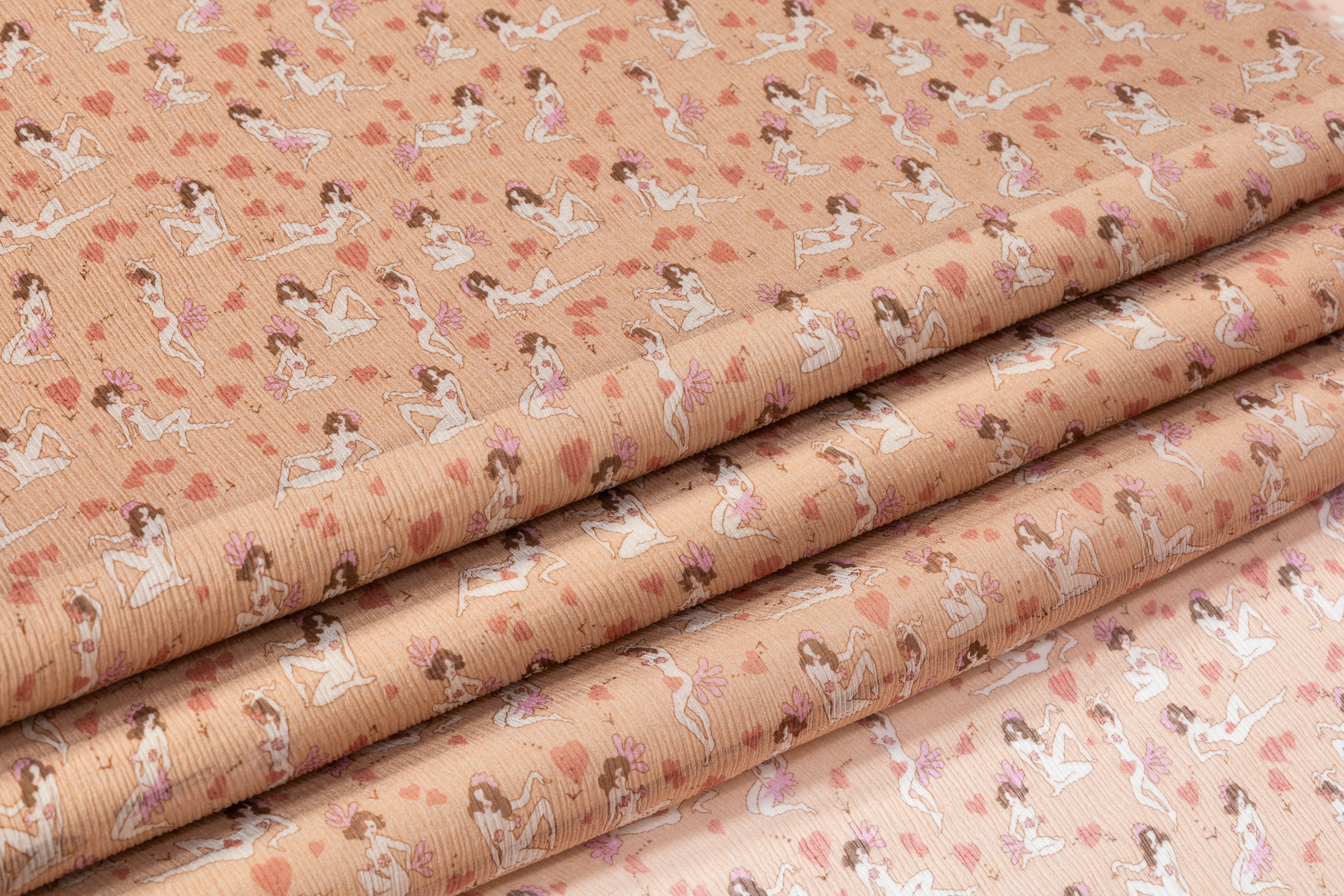 Italian Crinkled Silk Chiffon - Peachy Blush