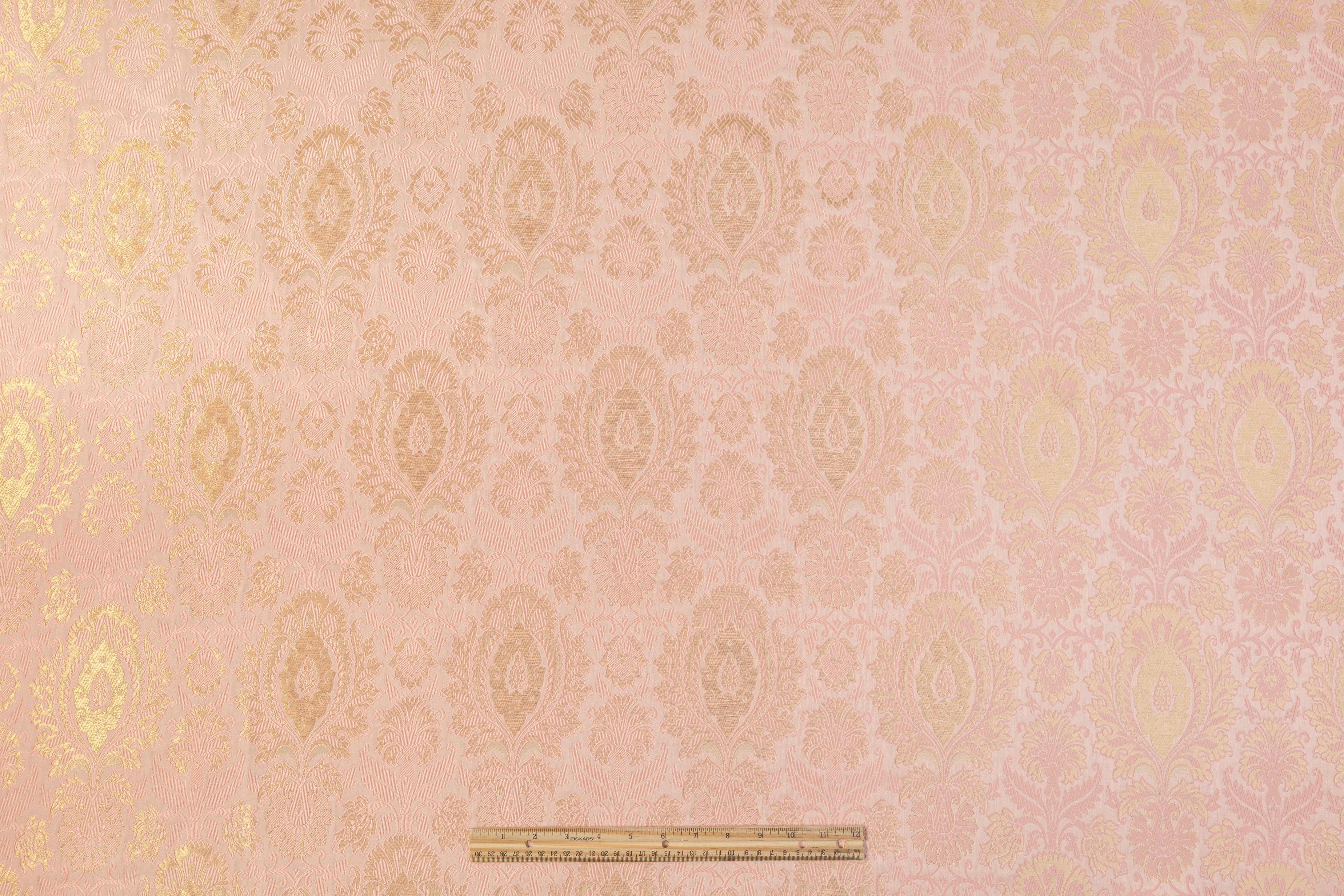 Metallic Damask Brocade - Pink / Gold