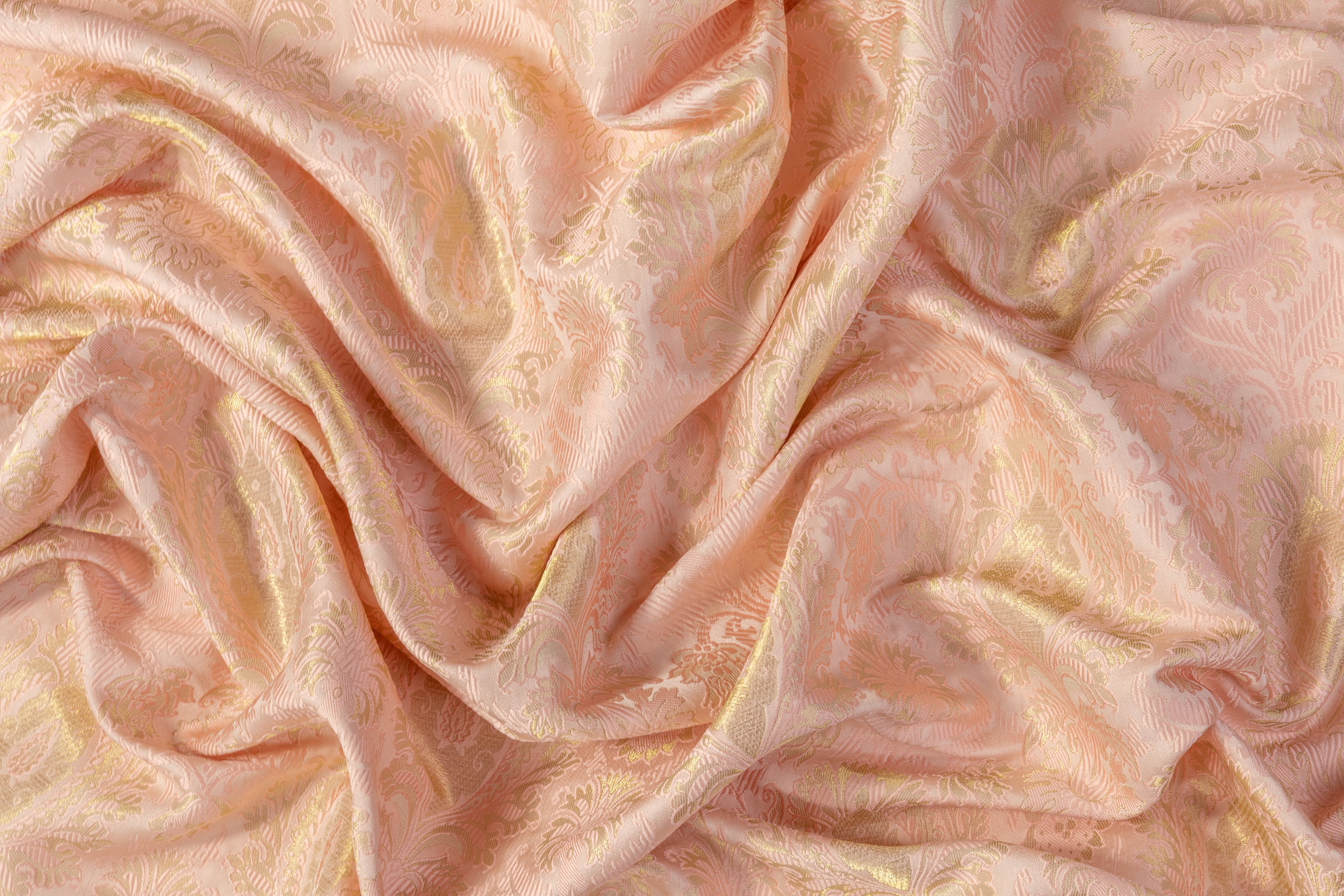 Metallic Damask Brocade - Pink / Gold