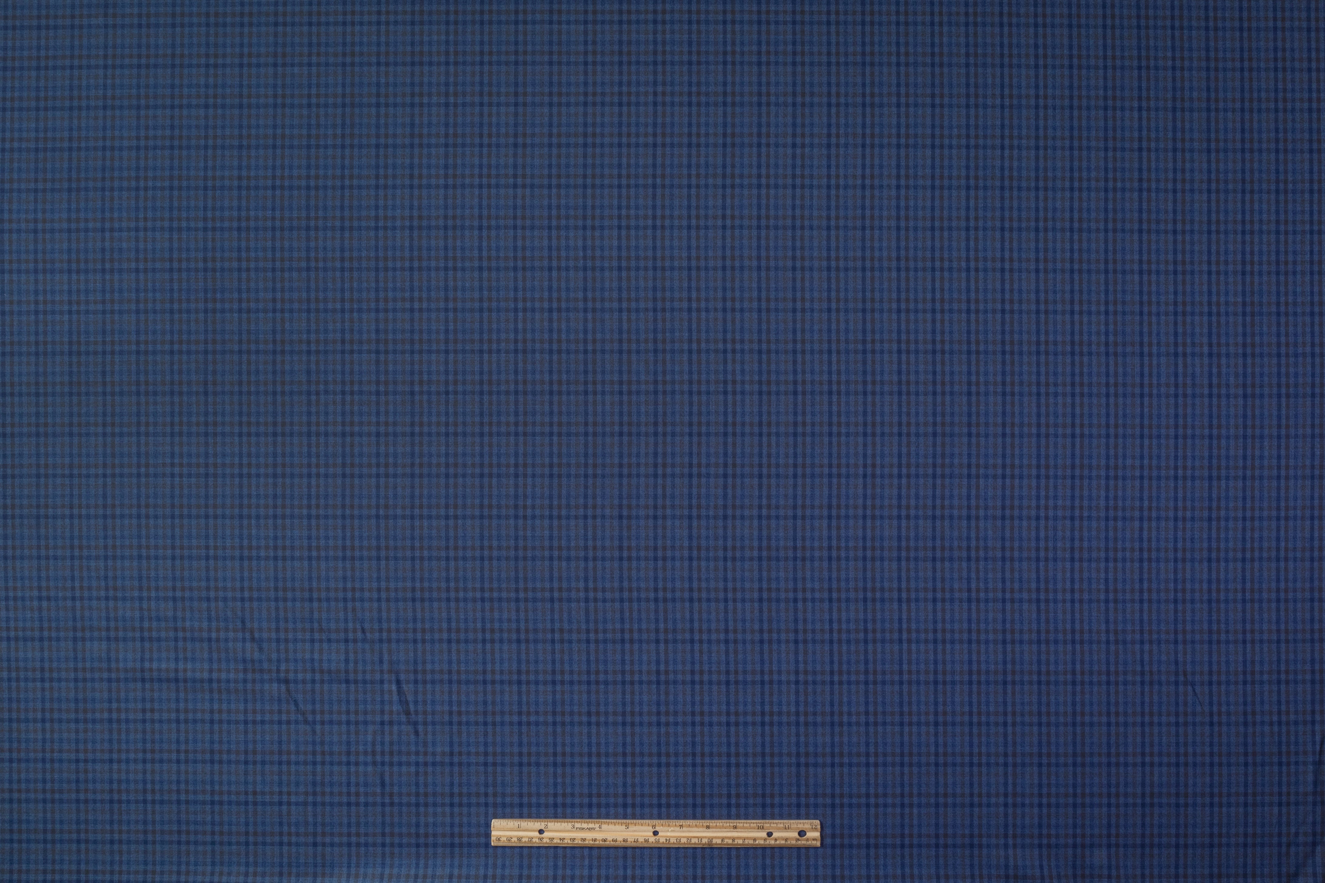 Checked Italian Wool Suiting - Blue