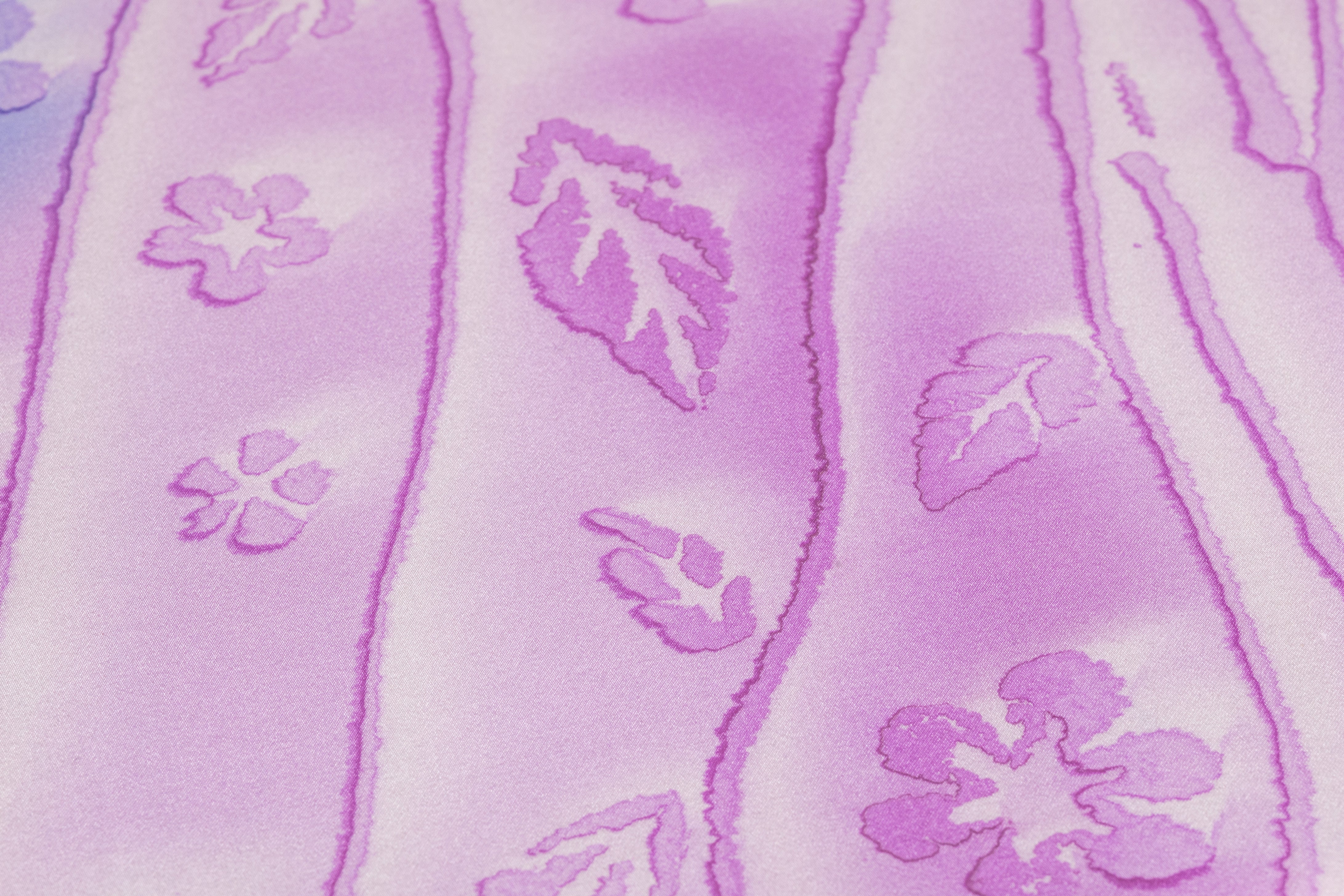 Floral Italian Silk Charmeuse - Lilac / Blue