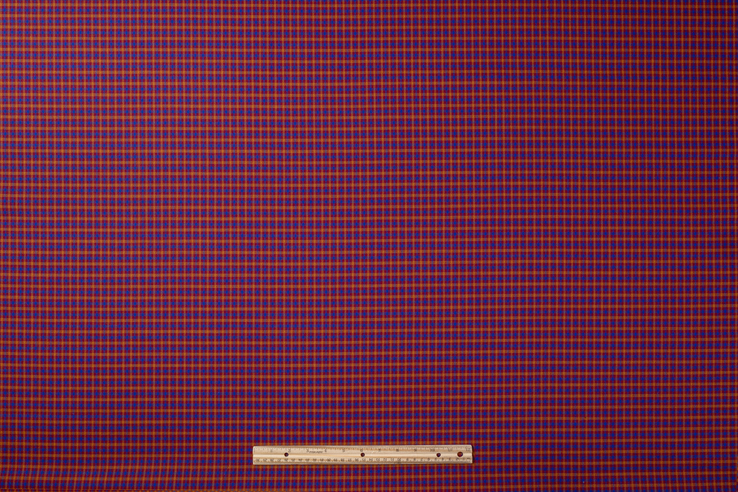 Checked Italian Poly Wool Blend - Burgundy / Blue / Rust