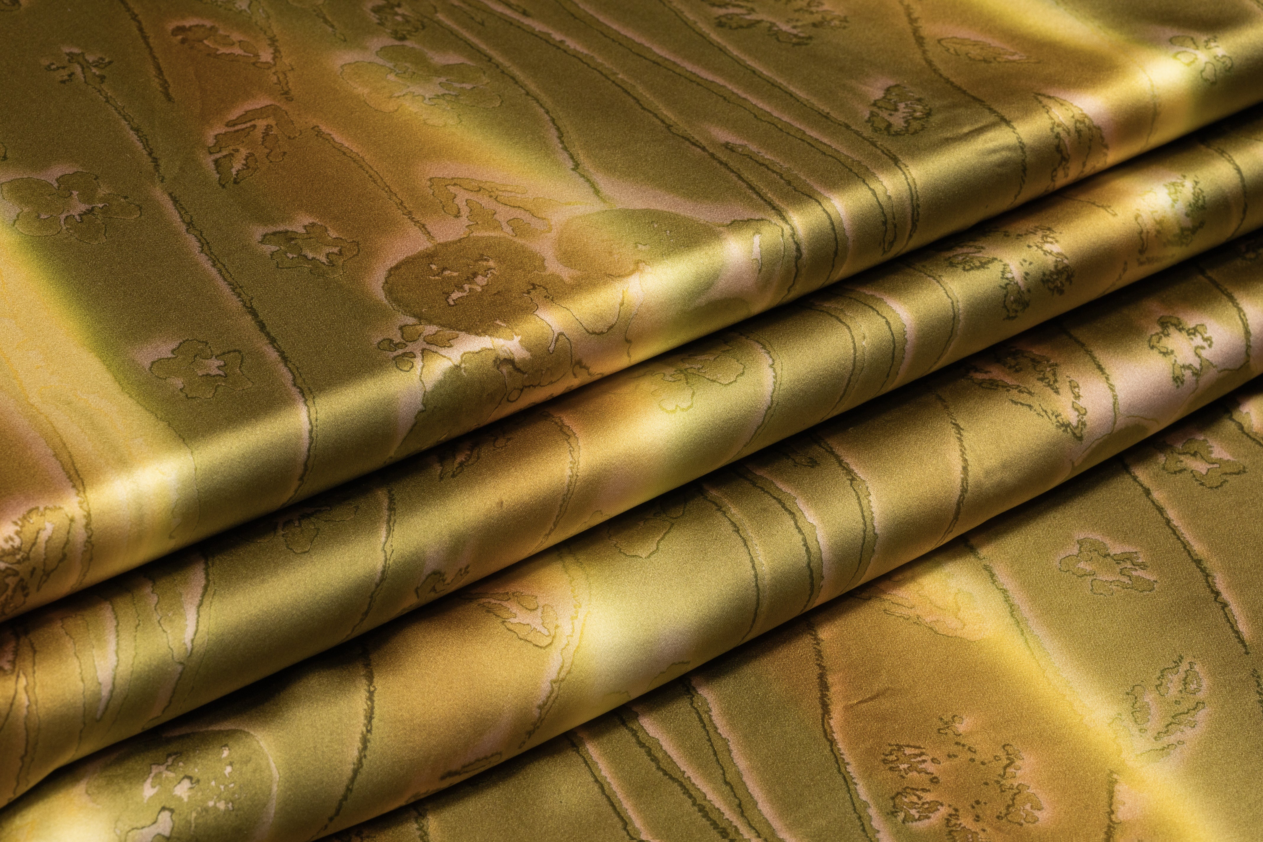 Floral Italian Silk Charmeuse - Olive Green
