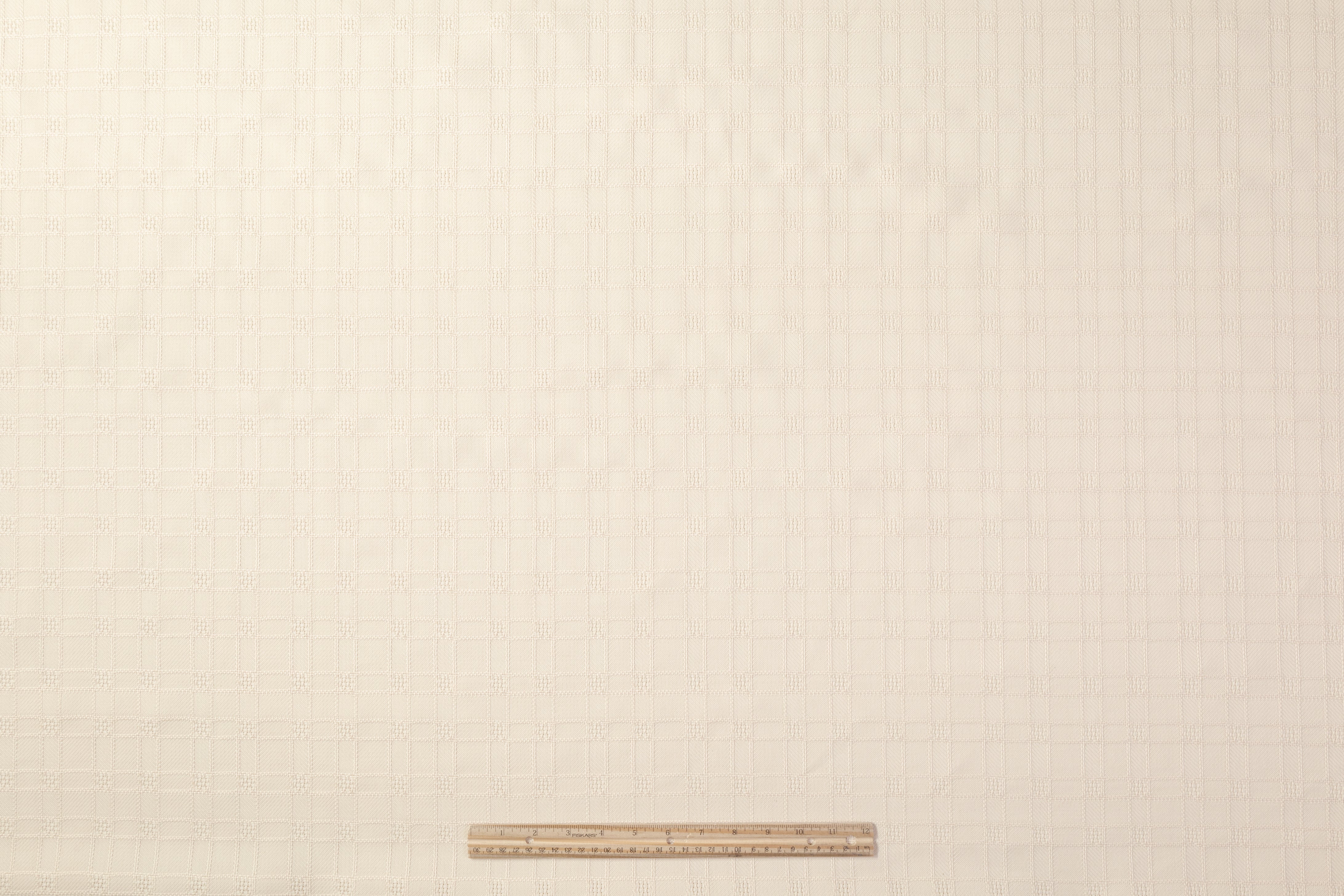 Checked Italian Wool Linen Brocade - Cream