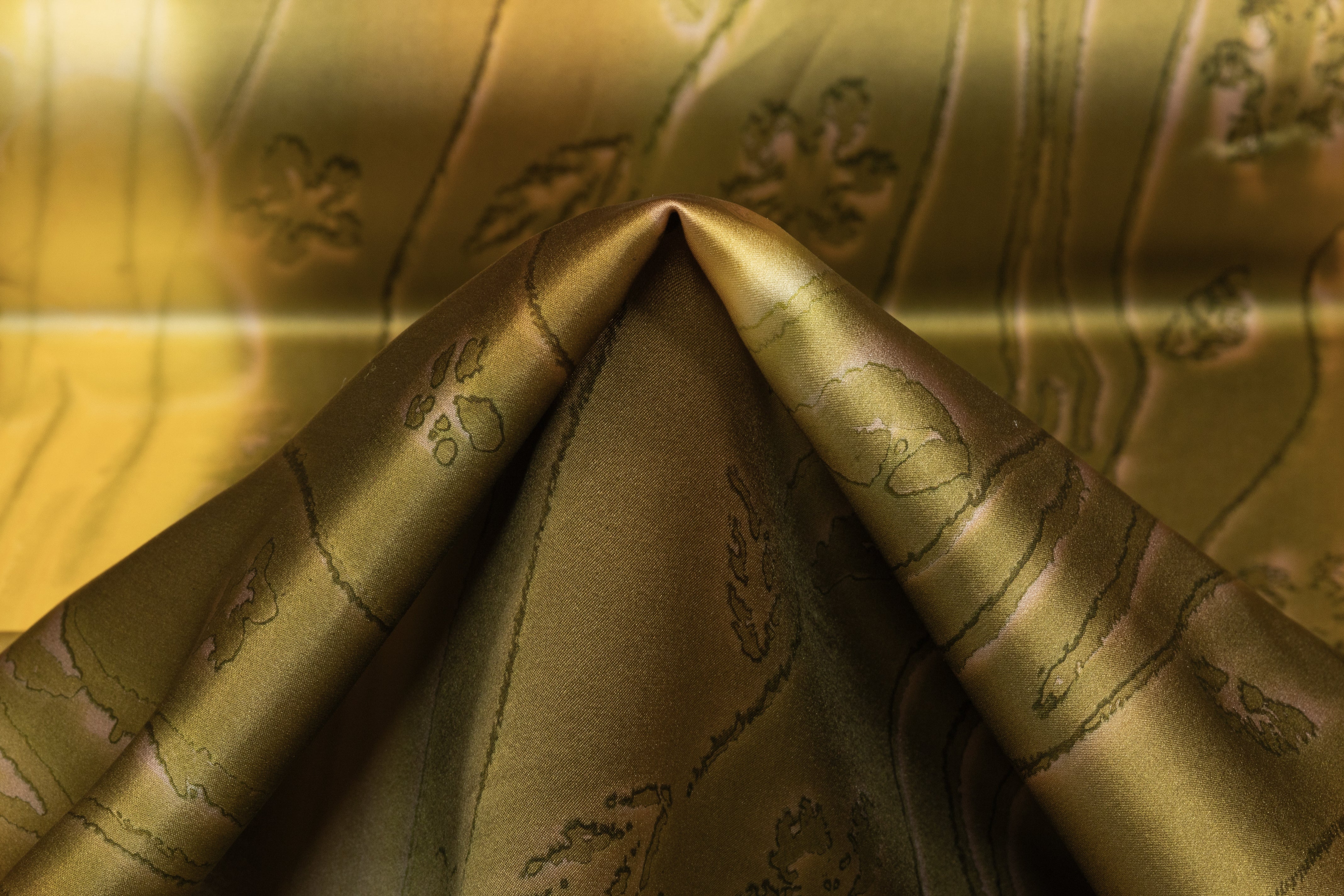 Floral Italian Silk Charmeuse - Olive Green