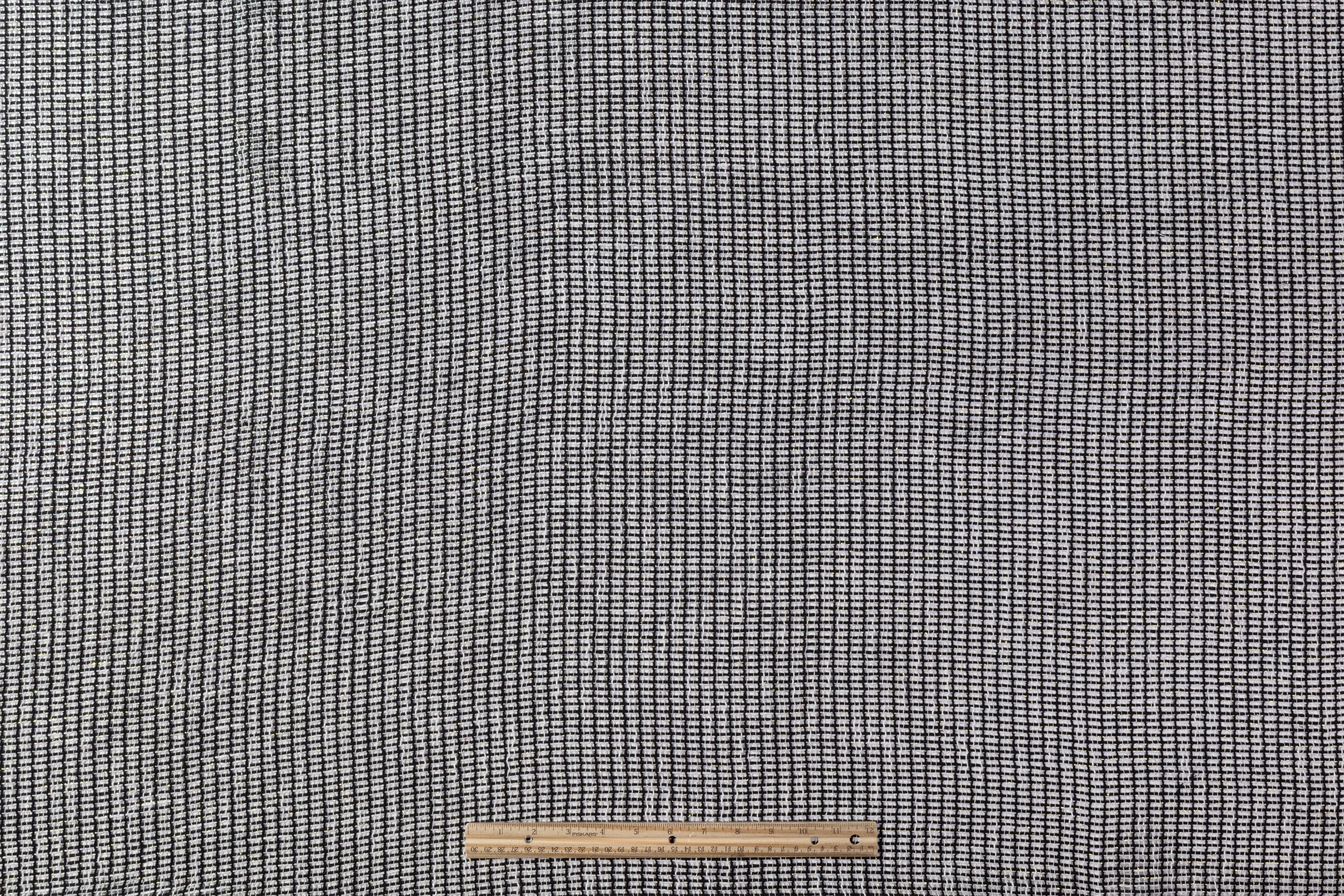 Metallic Italian Wool Blend Netting - Black / White