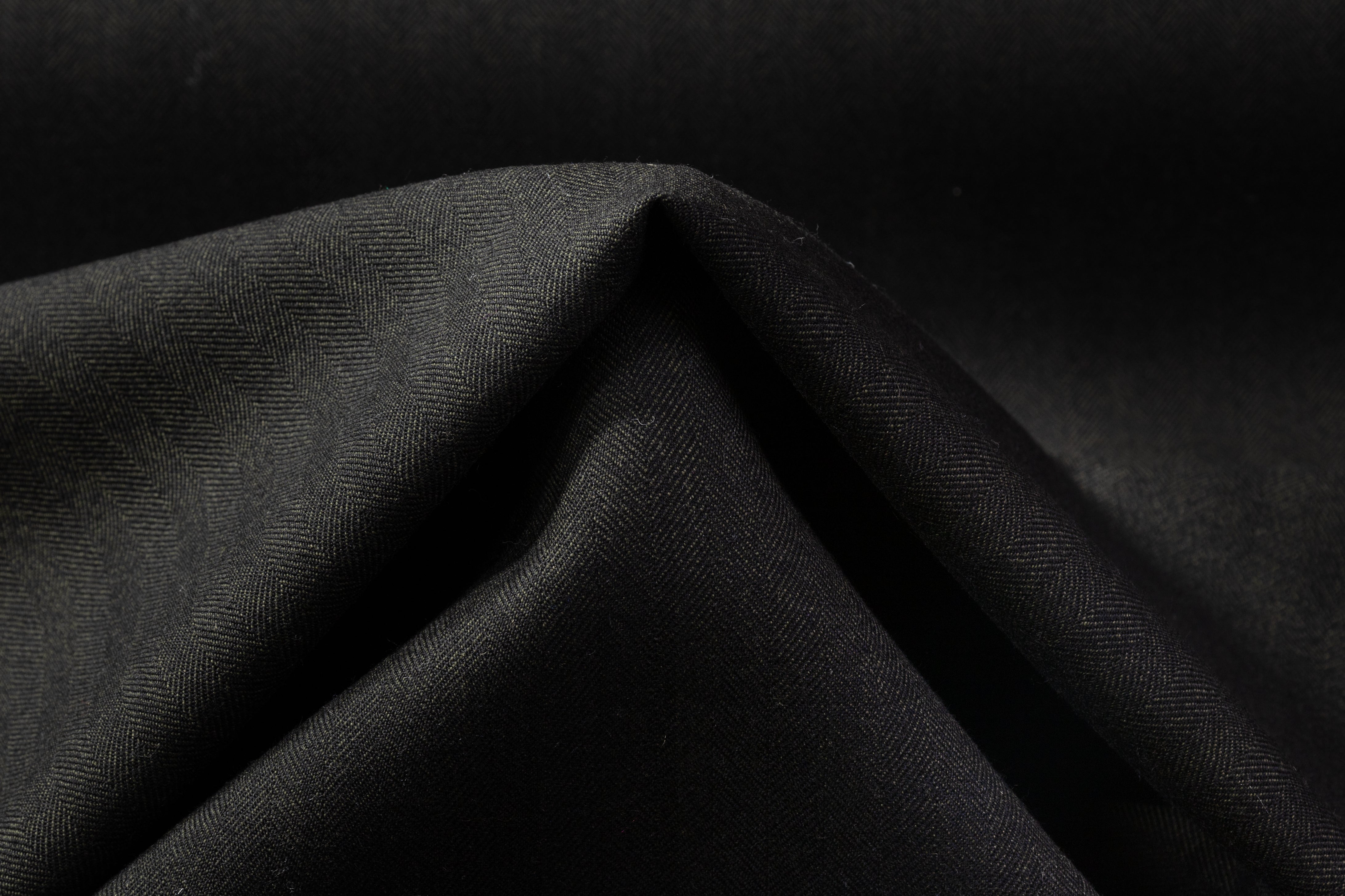 Herringbone English Heritage Twist Wool - Charcoal Gray