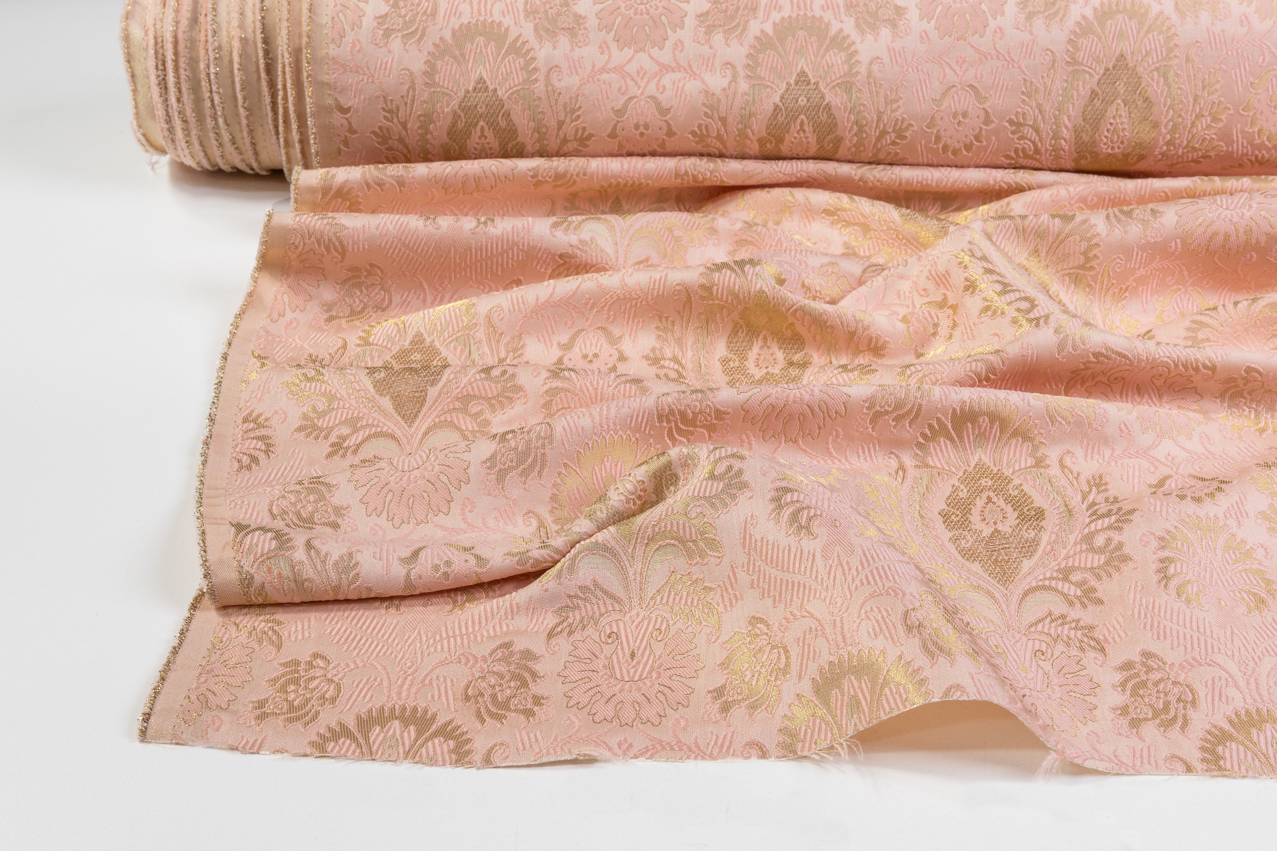 Metallic Damask Brocade - Pink / Gold