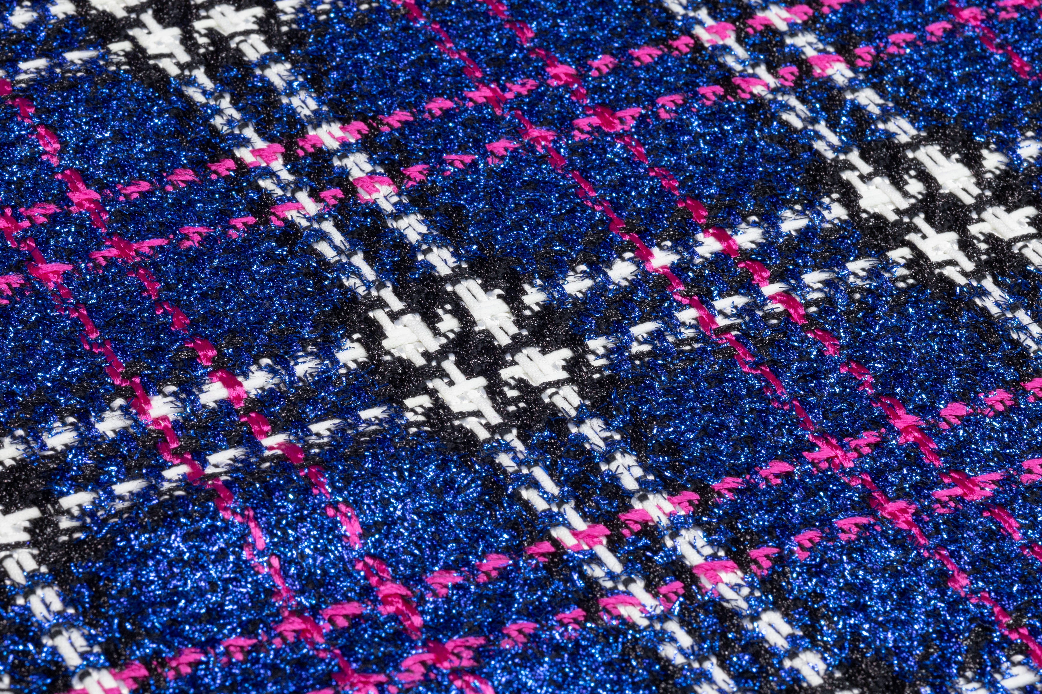 Checked Metallic Italian Tweed - Blue / Pink