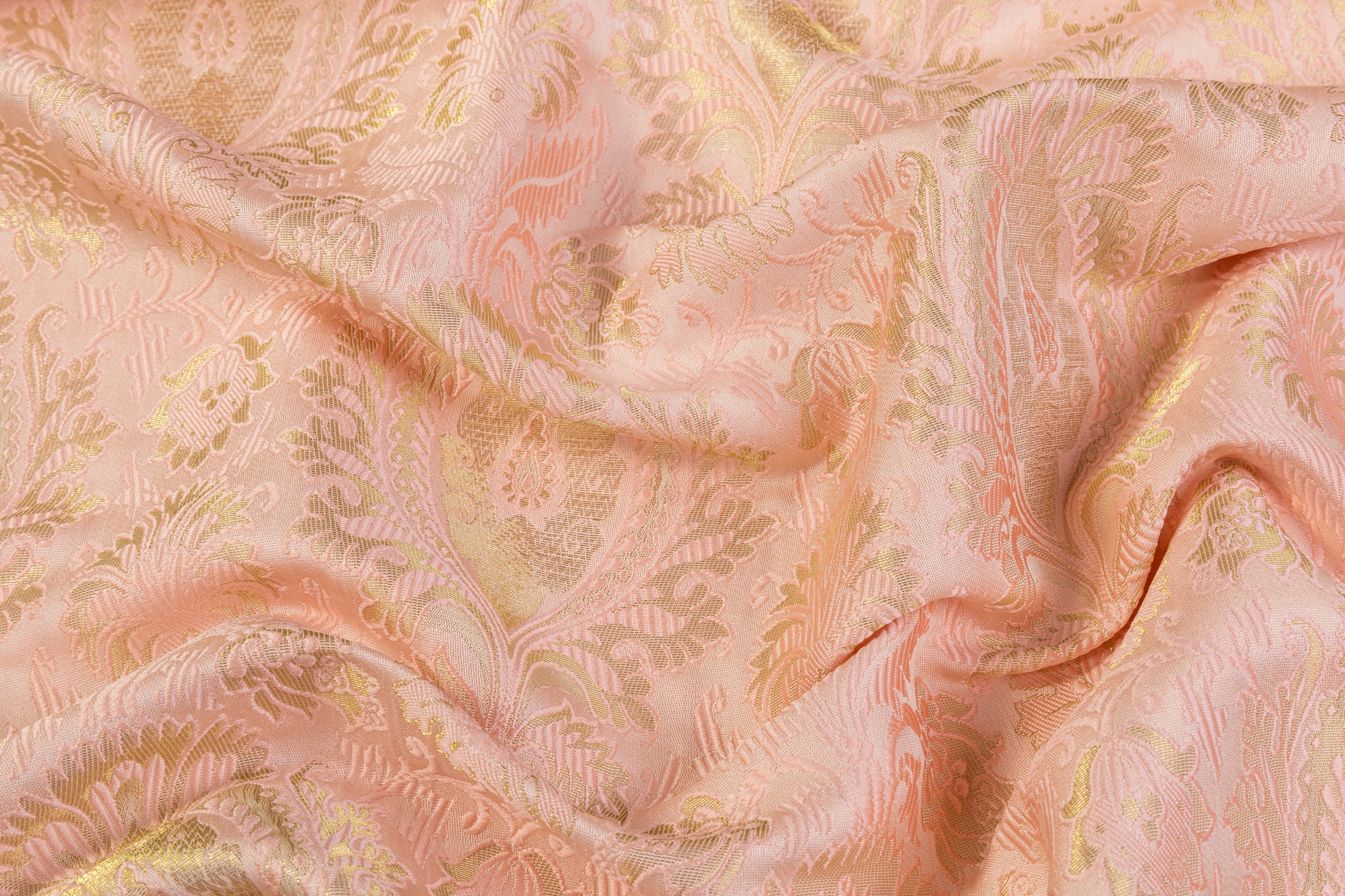 Metallic Damask Brocade - Pink / Gold