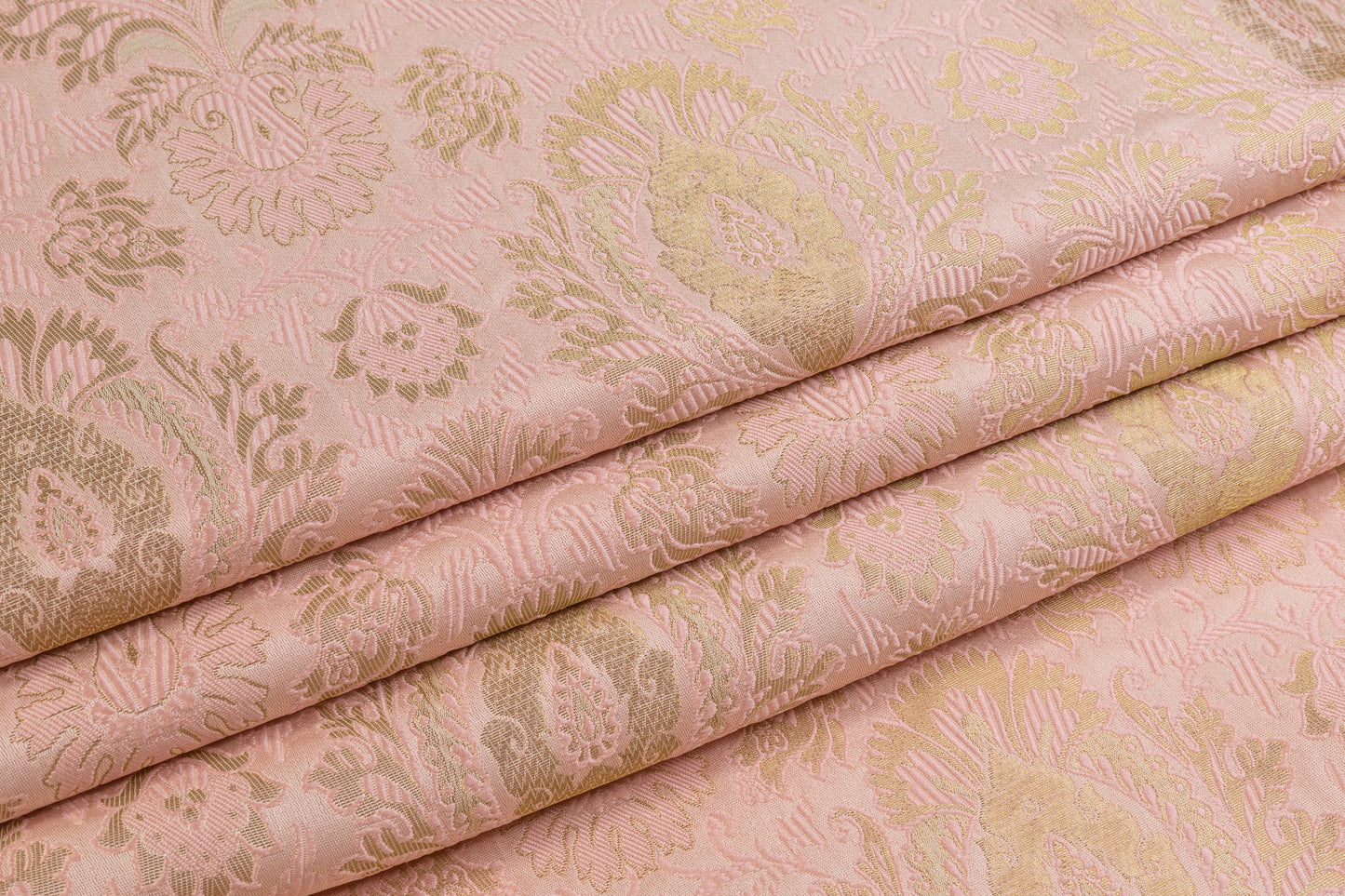 Metallic Damask Brocade - Pink / Gold