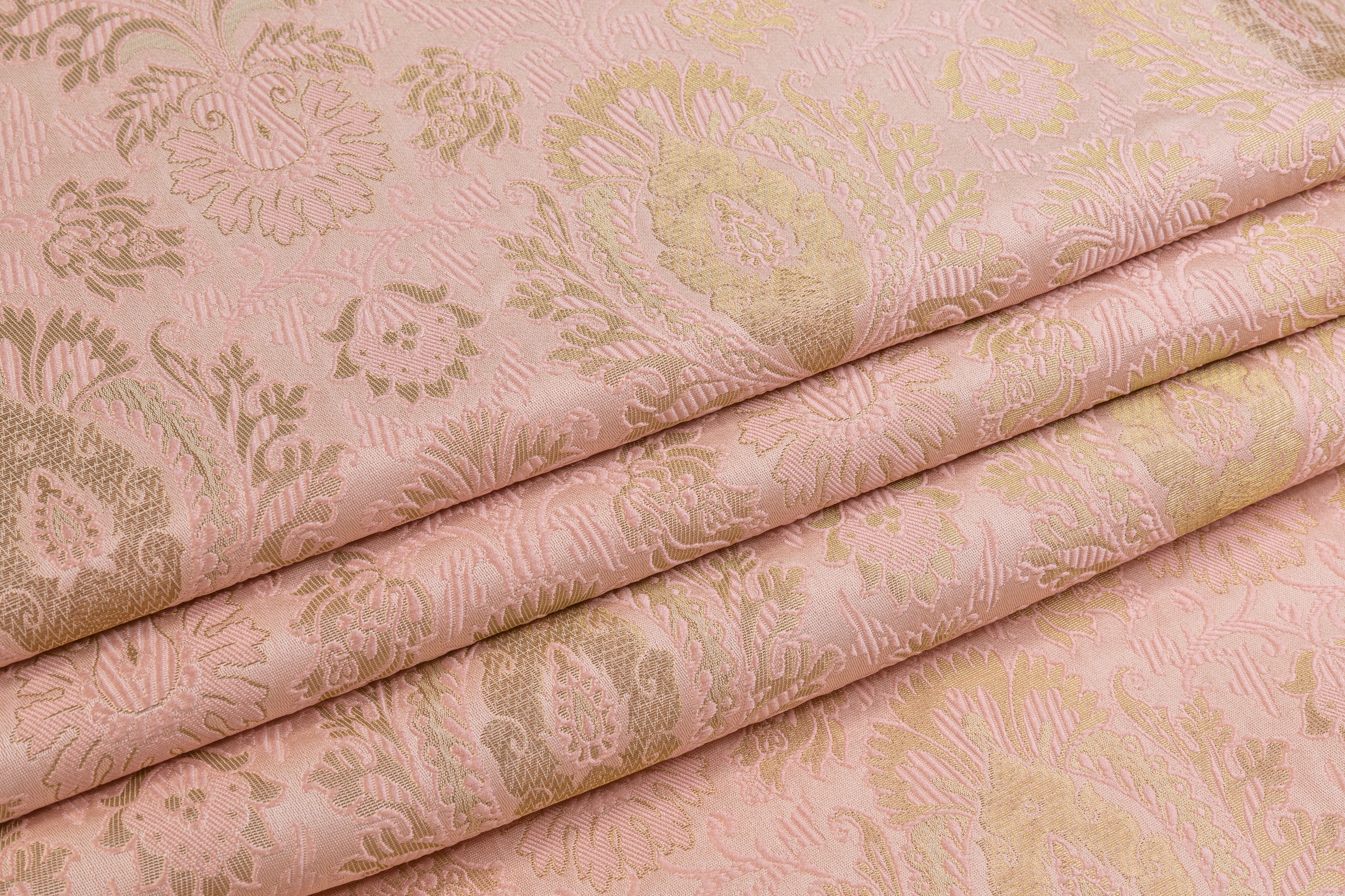 Metallic Damask Brocade - Pink / Gold