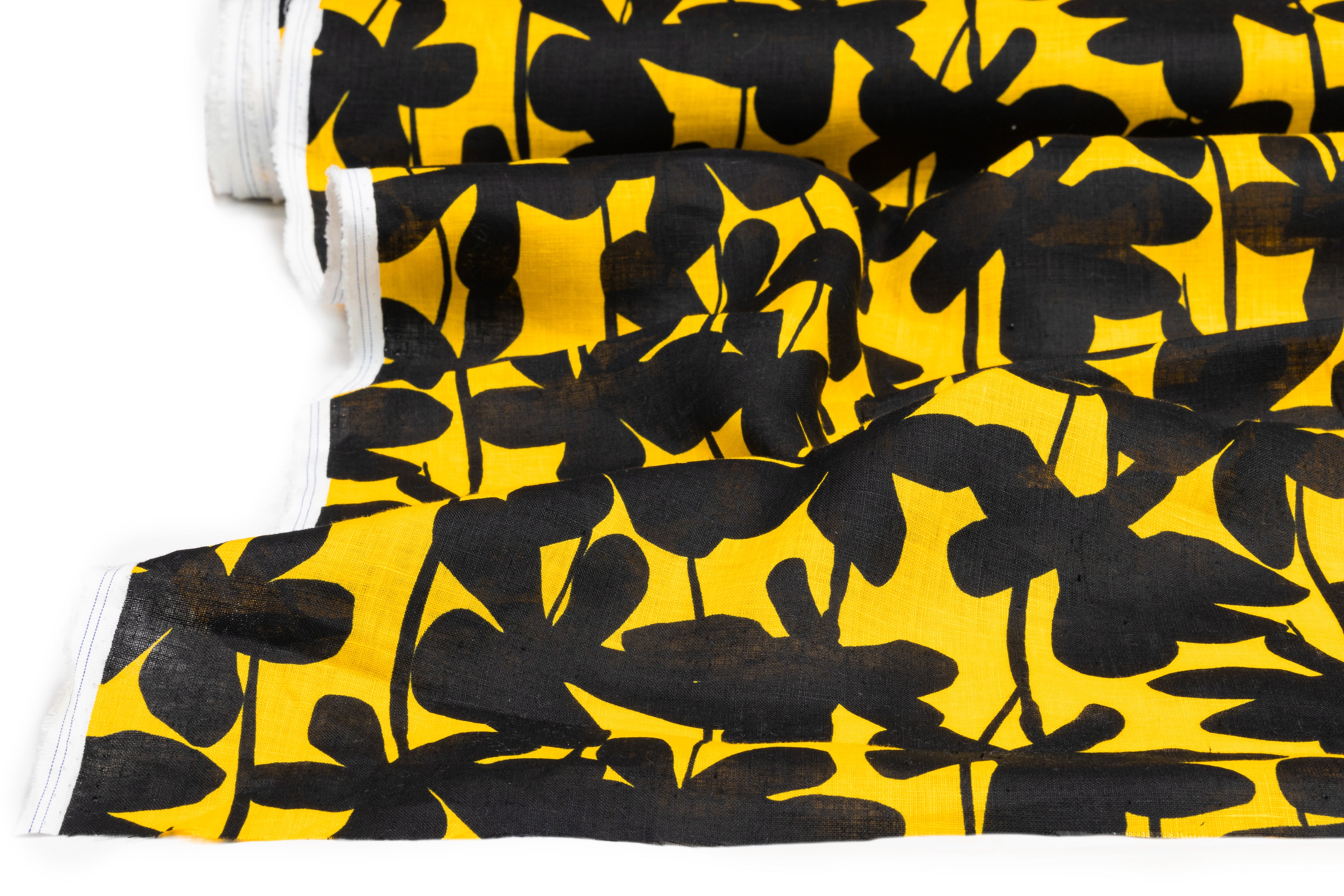 Floral Italian linen - Black / Yellow