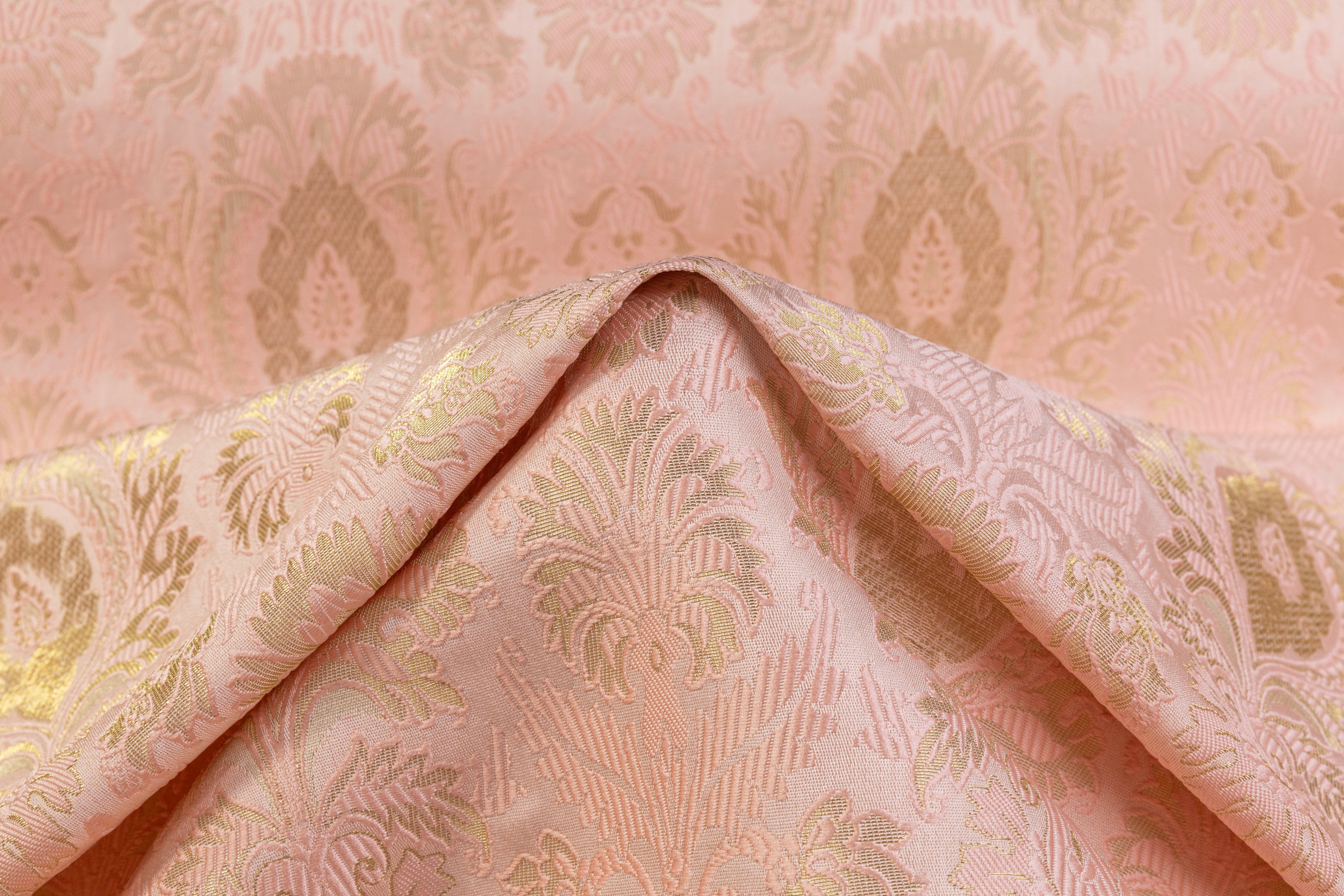 Metallic Damask Brocade - Pink / Gold