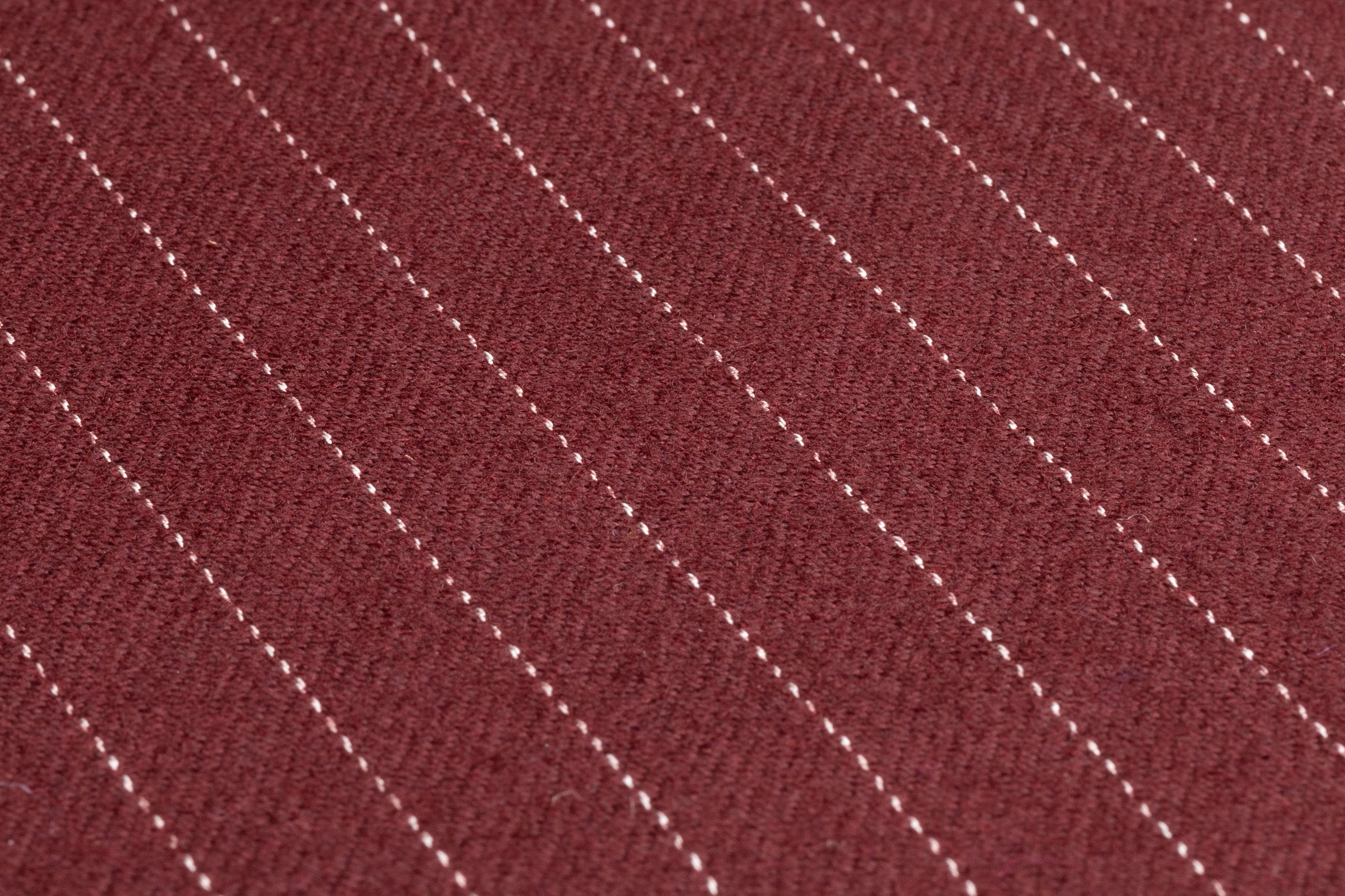 Striped Italian Wool Flannel Suiting - Burgundy
