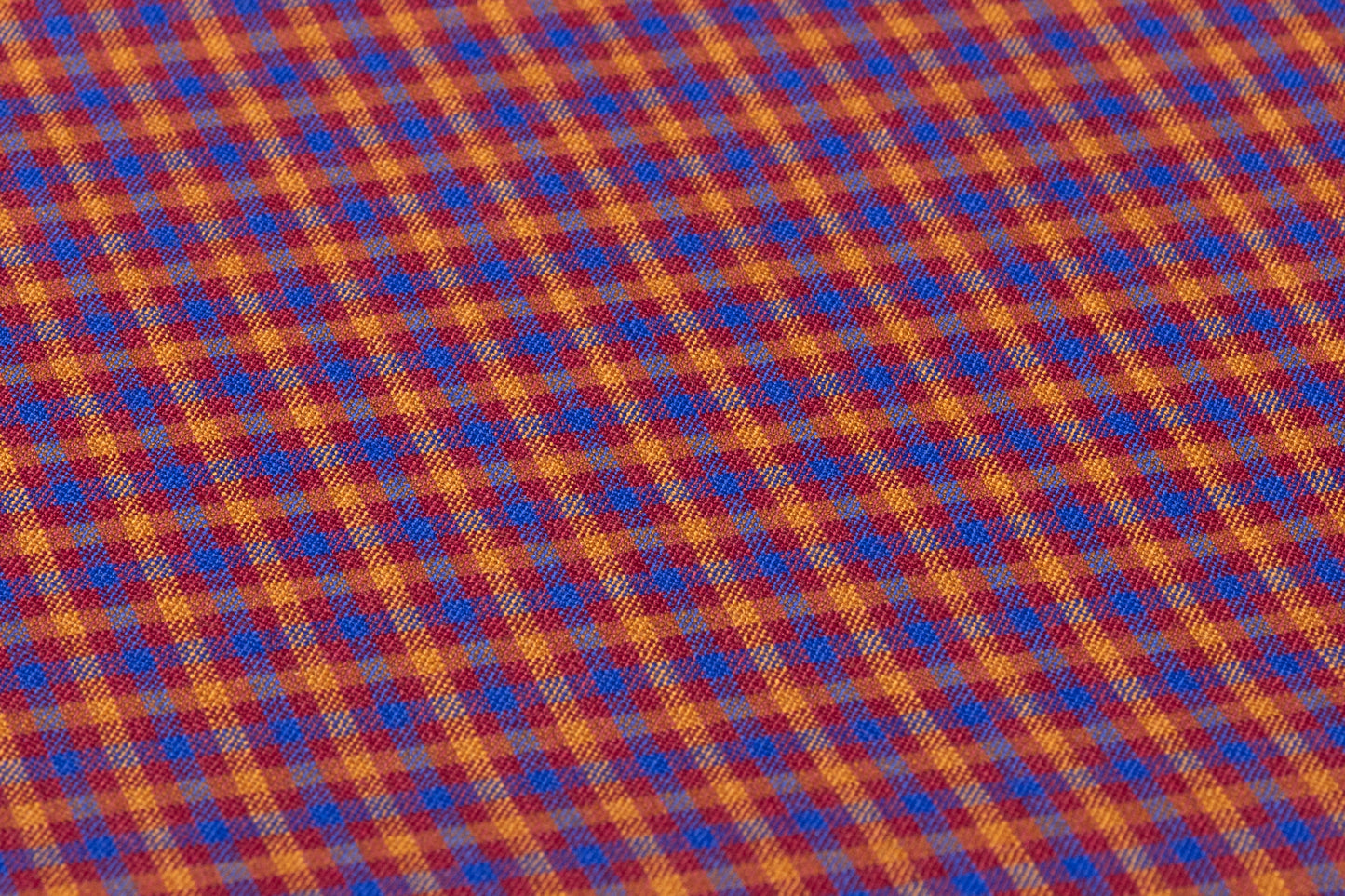 Checked Italian Poly Wool Blend - Burgundy / Blue / Rust