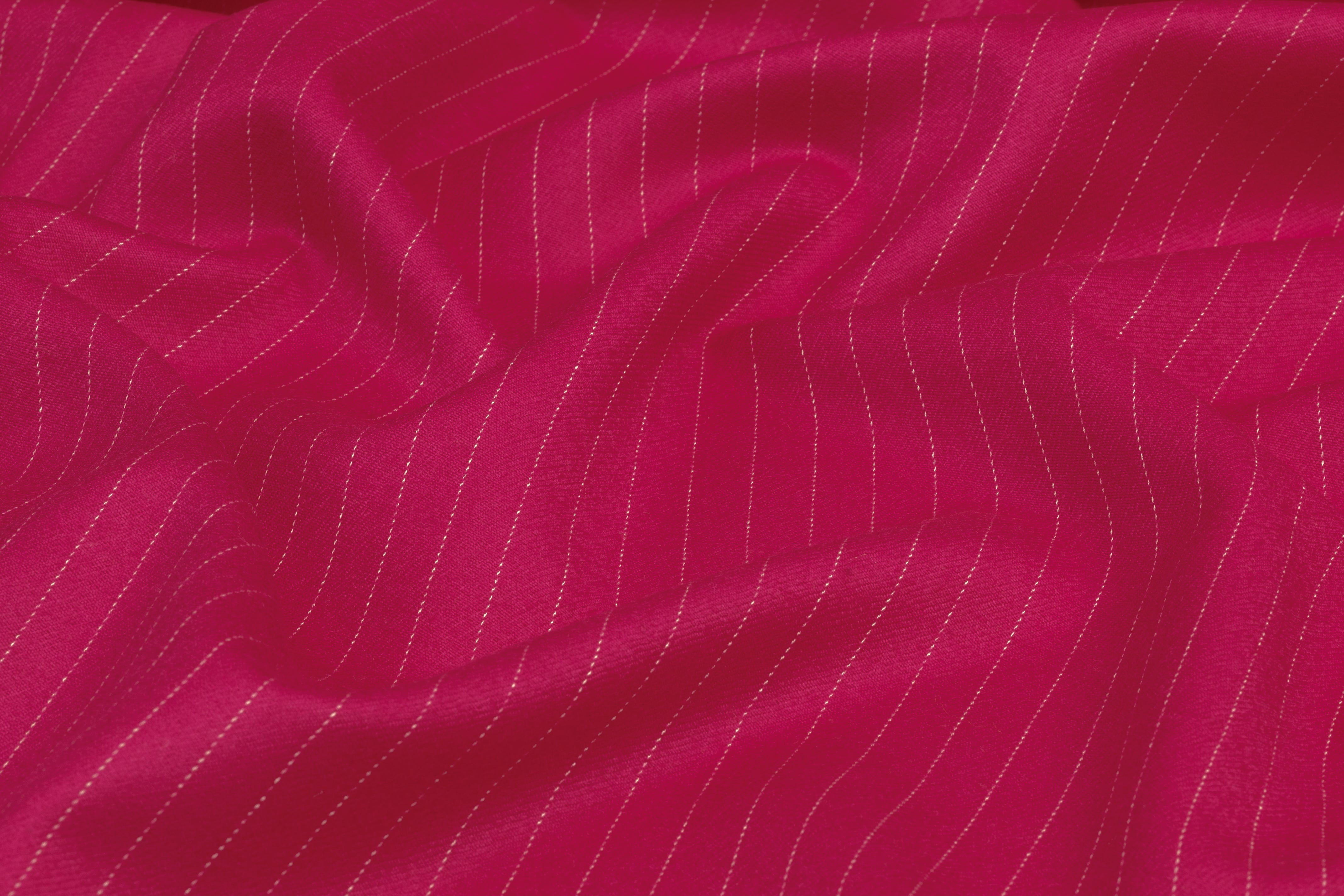 Striped Italian Wool Flannel Suiting - Magenta