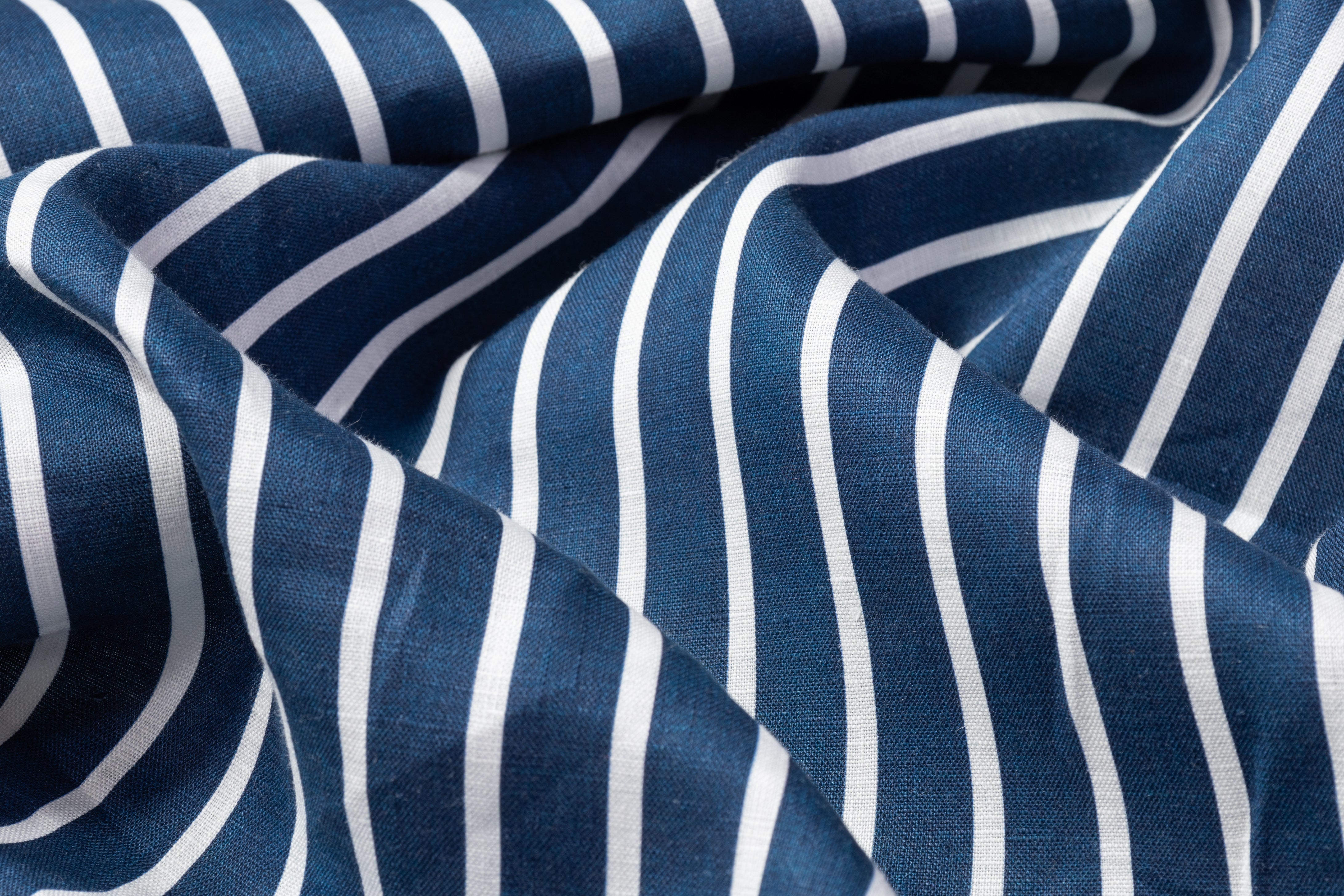 Striped Italian Linen - Blue / White