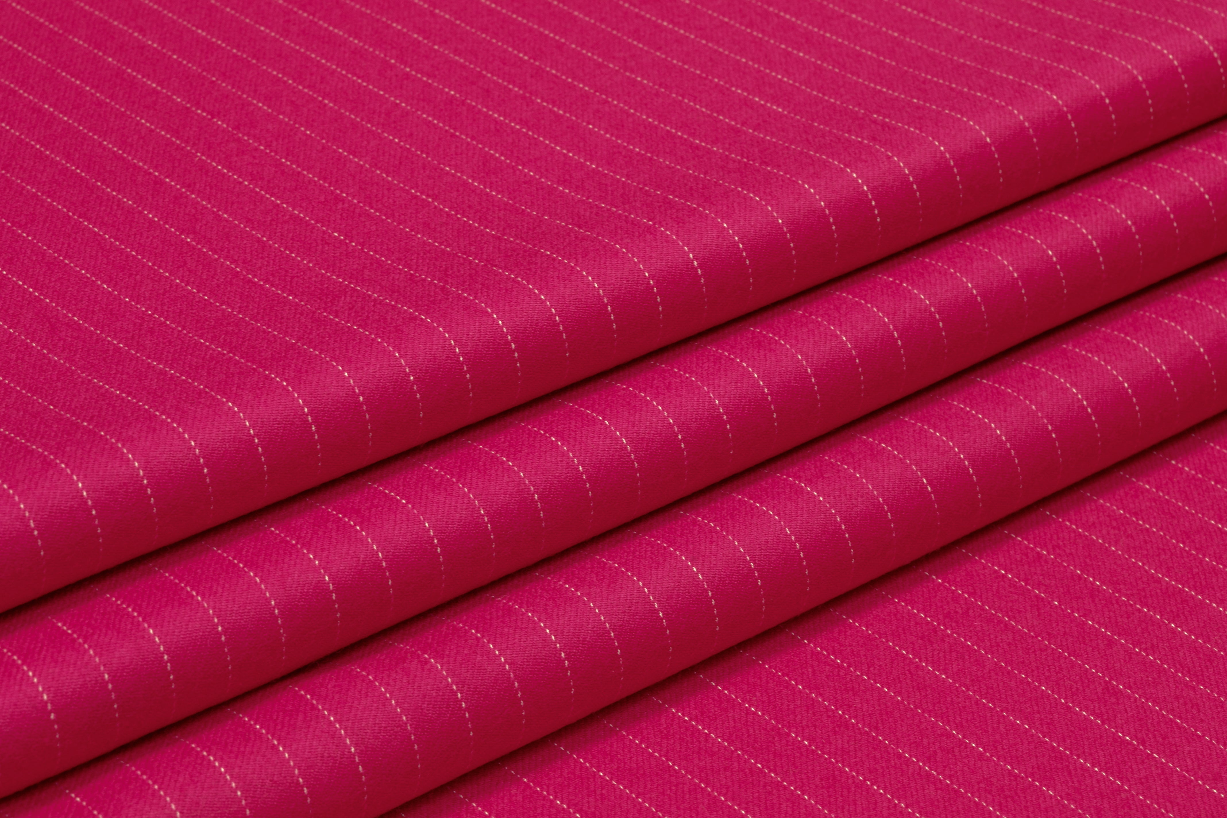 Striped Italian Wool Flannel Suiting - Magenta